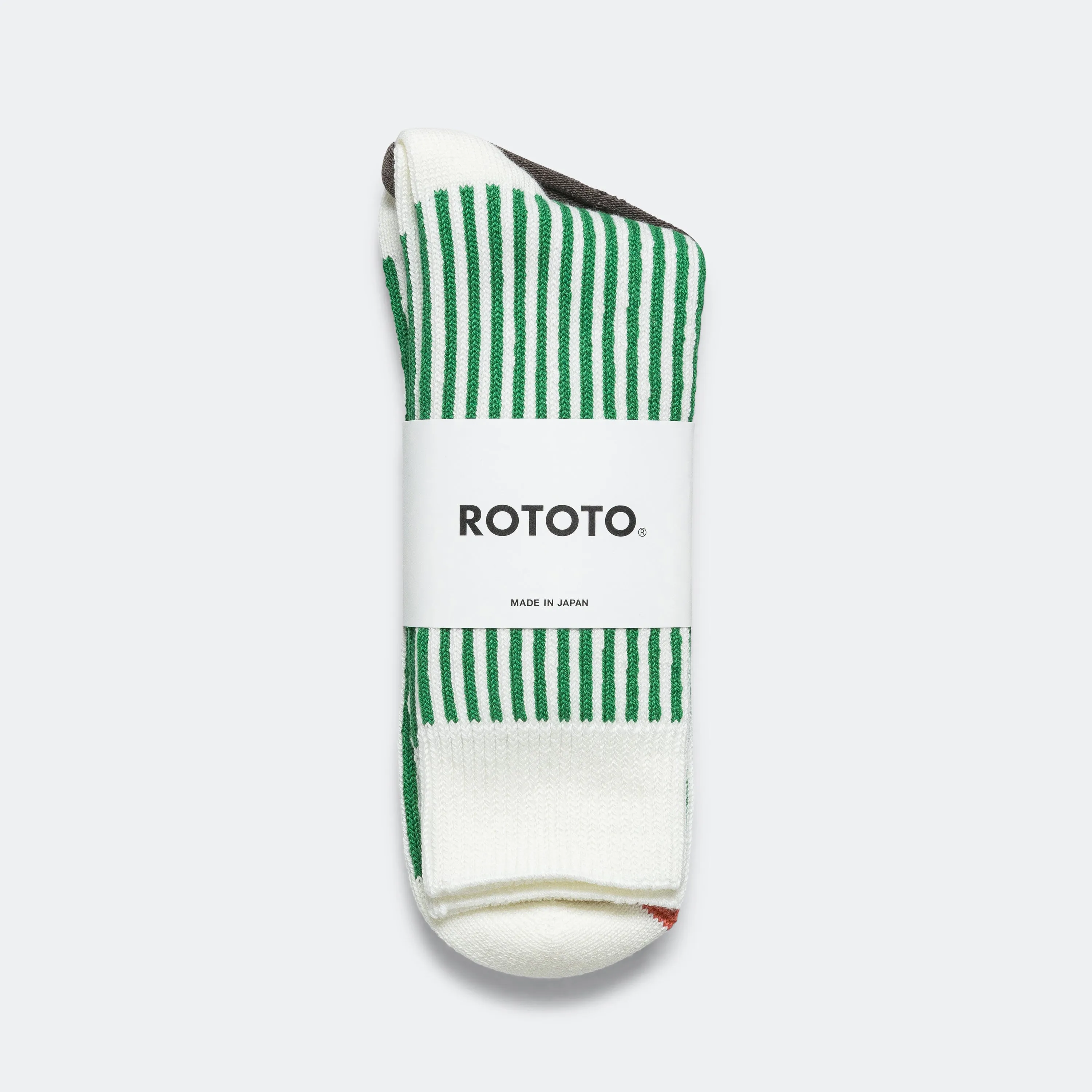 Chaussettes crew à rayures RoToTo Accessories - Blanc/Vert
