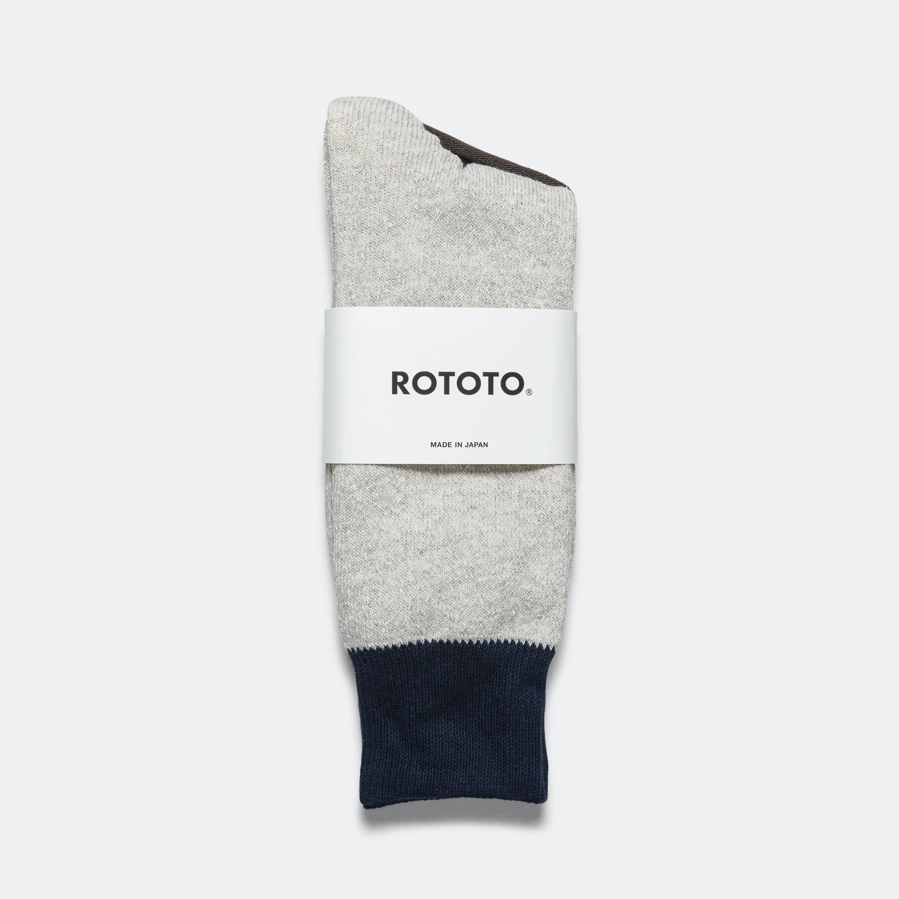 Chaussettes Crew Bicolores RoToTo Accessories - Gris Clair/Marine