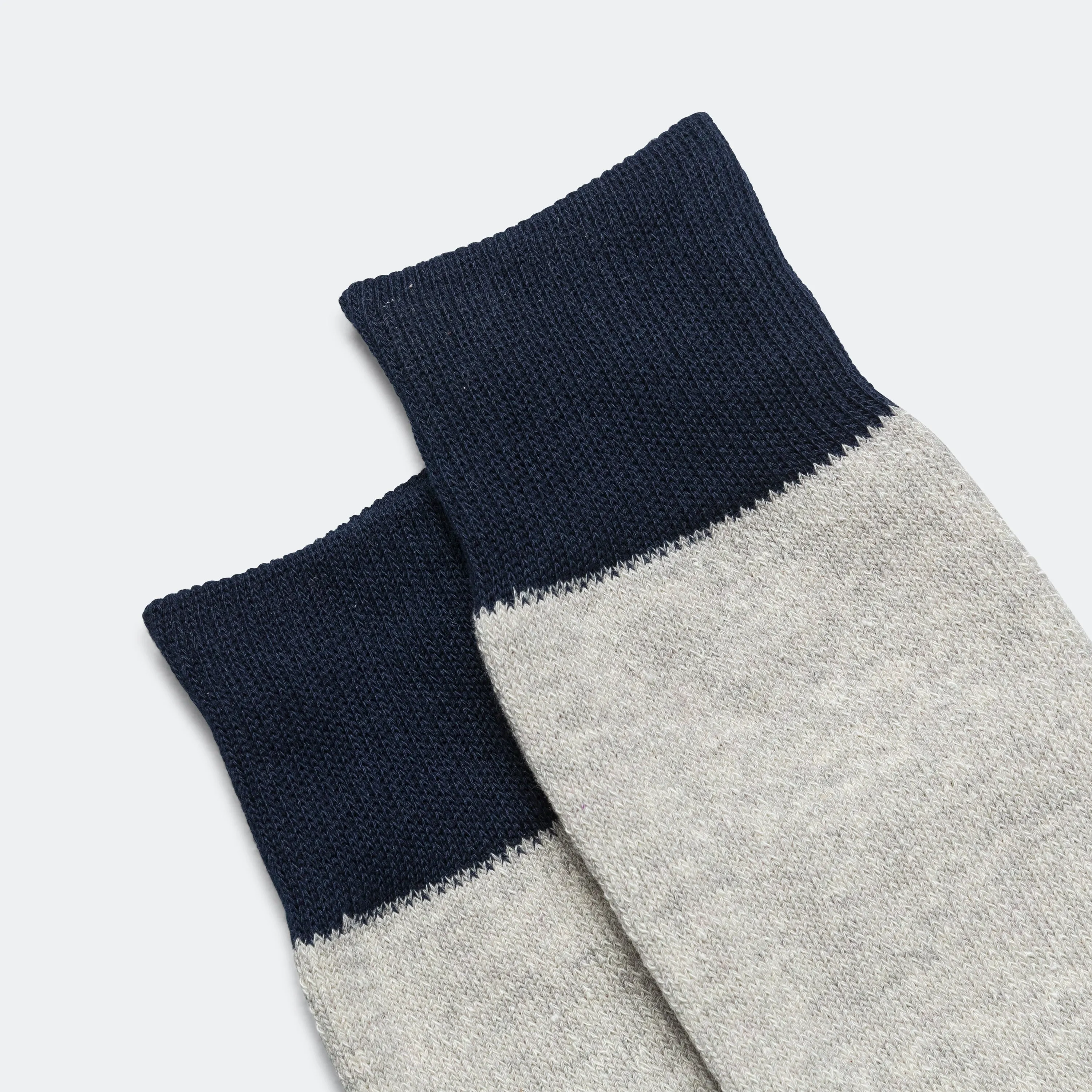 Chaussettes Crew Bicolores RoToTo Accessories - Gris Clair/Marine