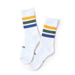 Rototo Fine Pile Striped Crew Socks Yellow  /  Green  /  Blue RoToTo Accessories