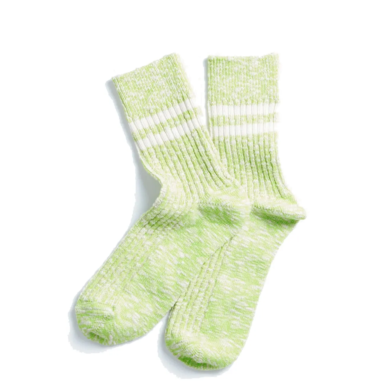 Rototo Chaussettes à rayures Slub Lime Accessoires RoToTo
