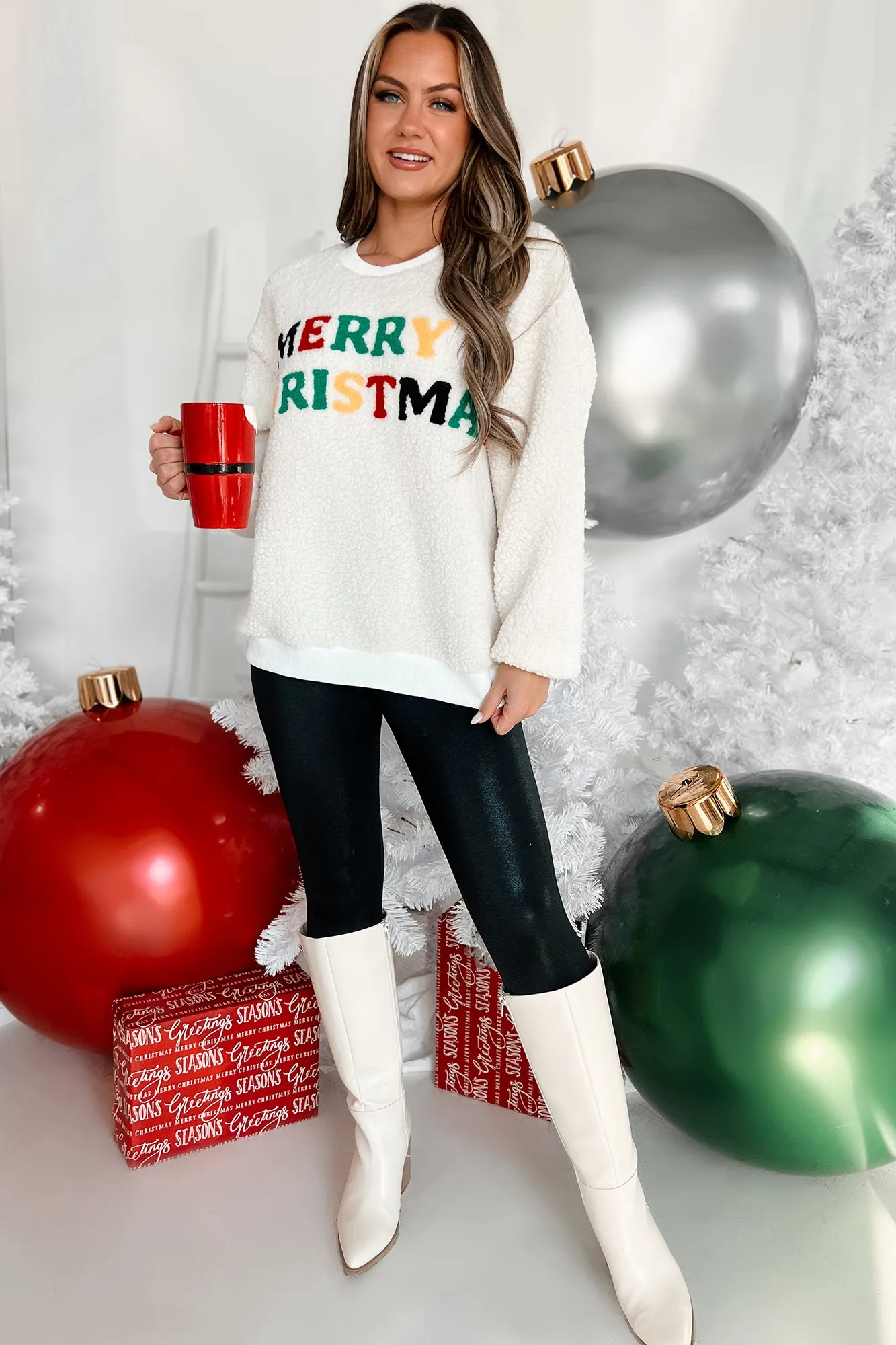 Pull graphique en sherpa Season Of Snuggles (Ivoire)