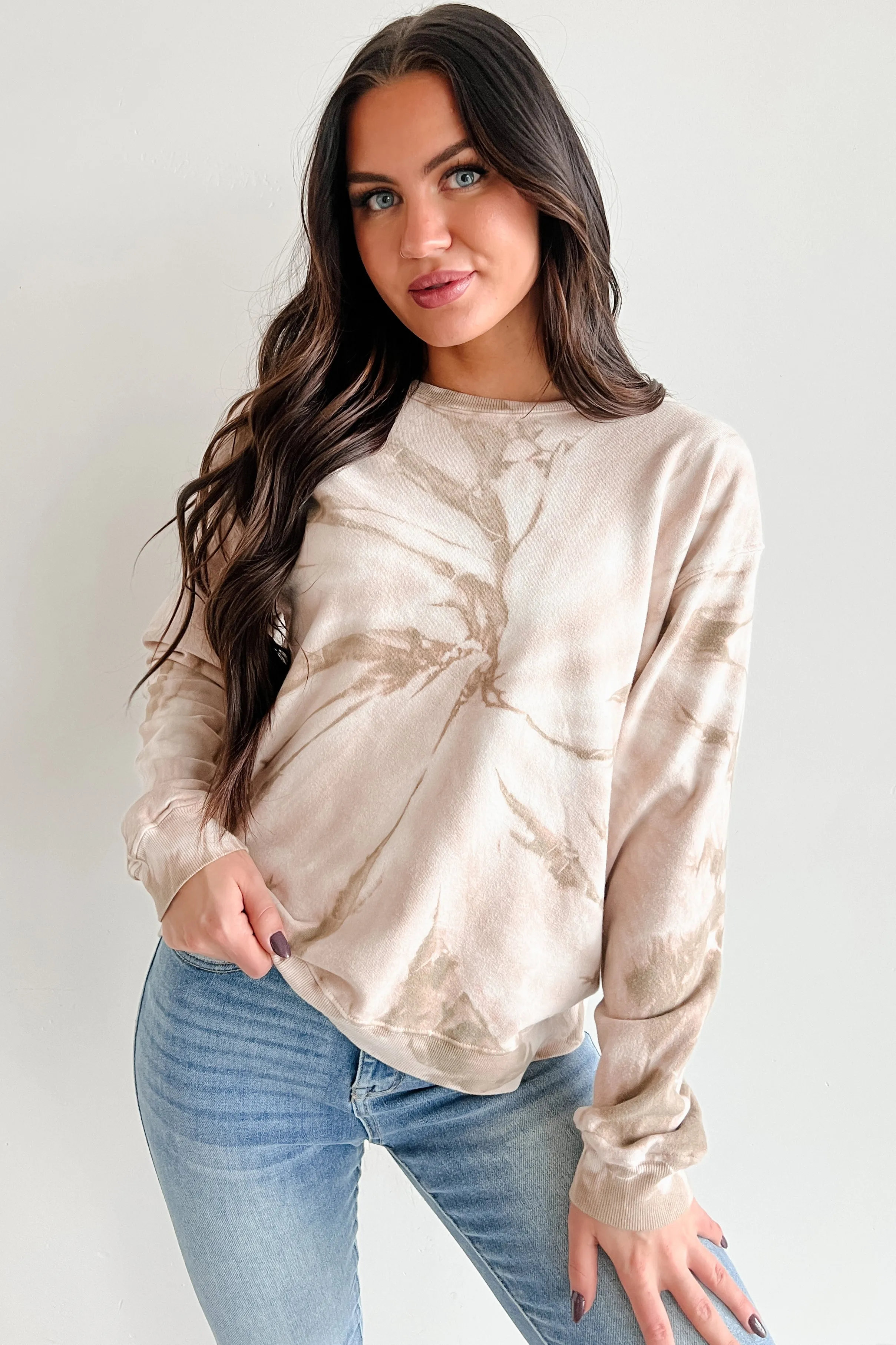 Pull à capuche tie-dye Simply Chillin' (Taupe)