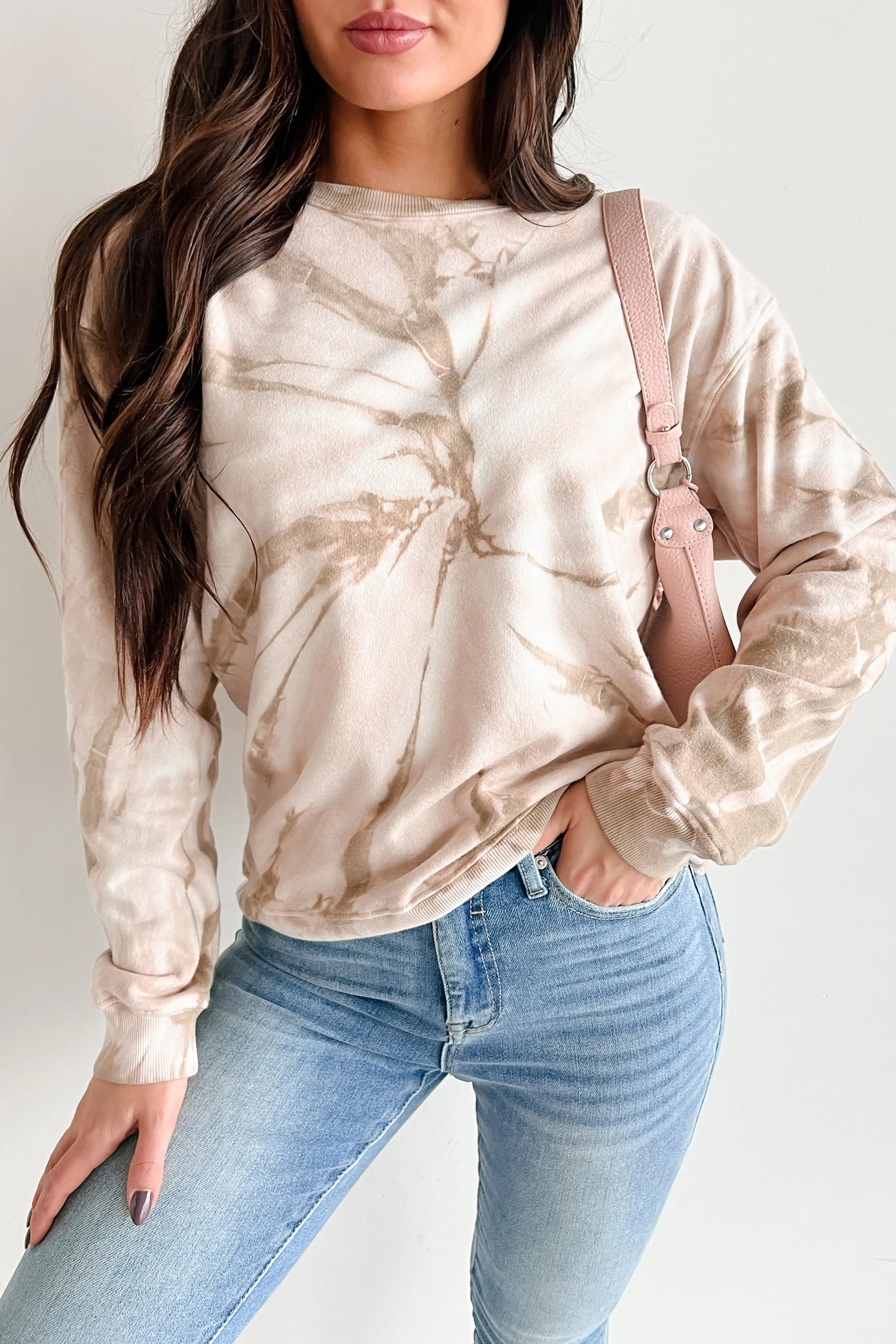 Pull à capuche tie-dye Simply Chillin' (Taupe)