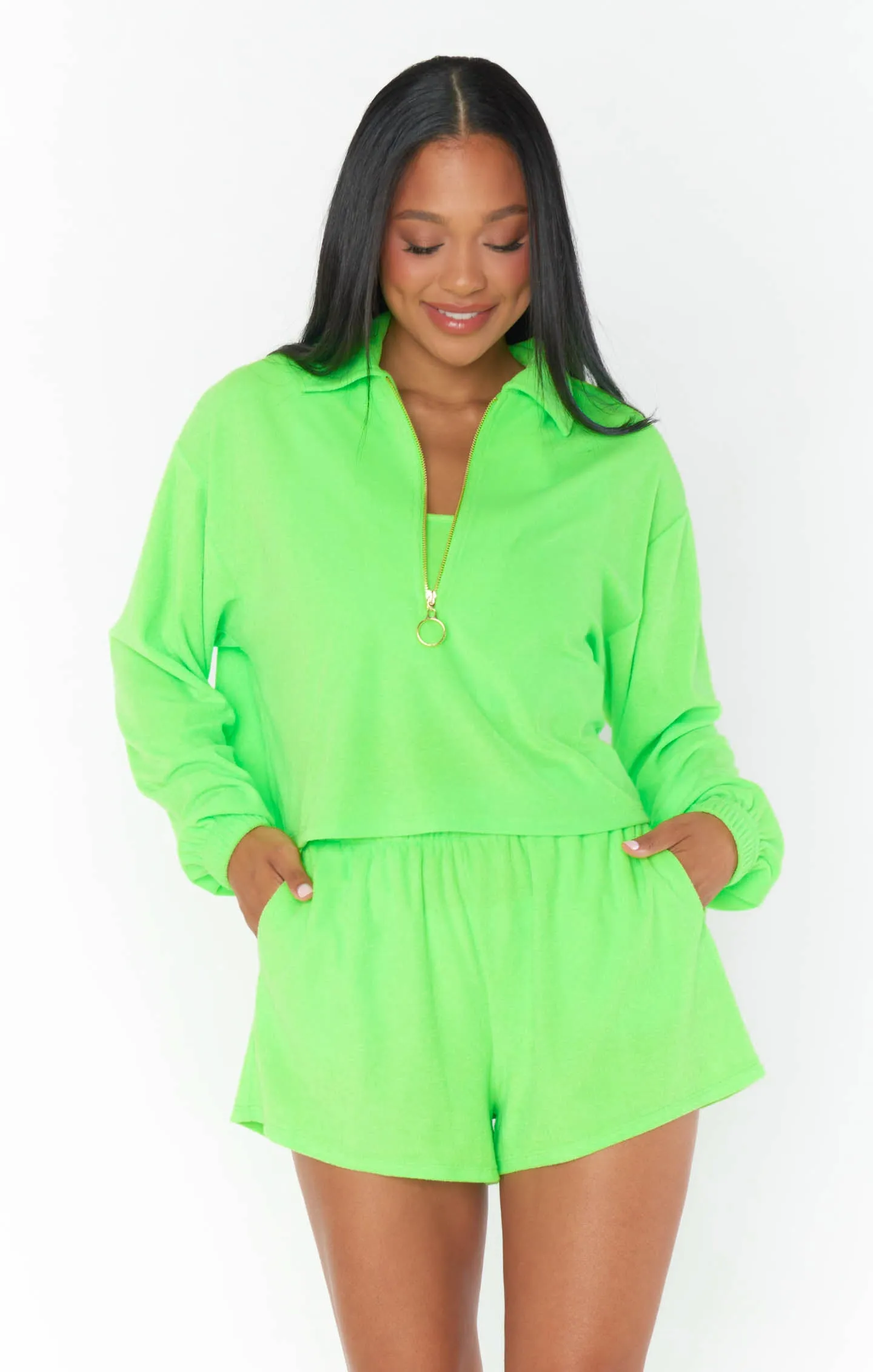 Pull Spano ~ Velours vert néon