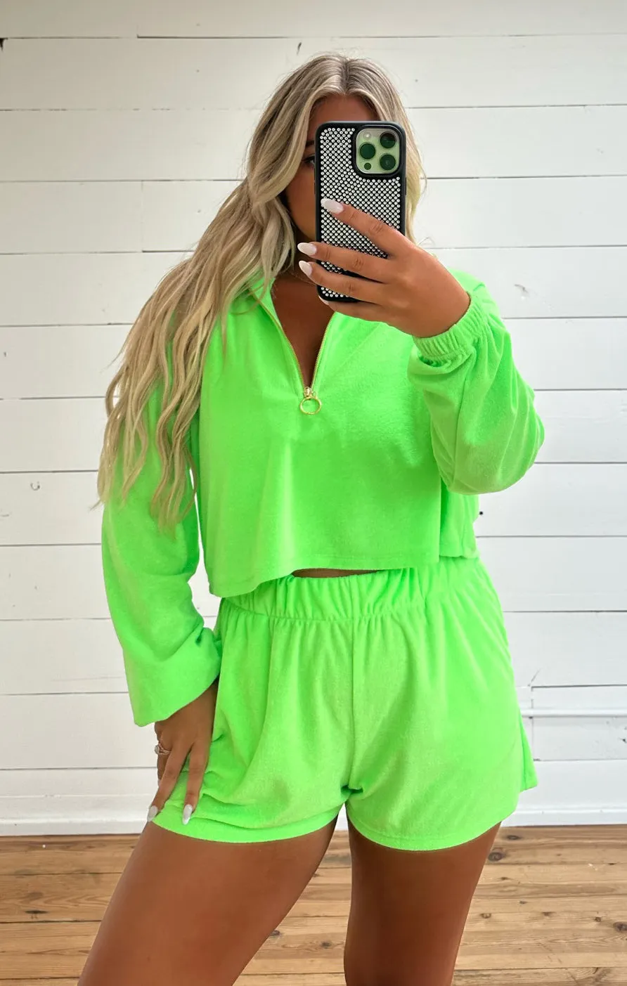 Pull Spano ~ Velours vert néon
