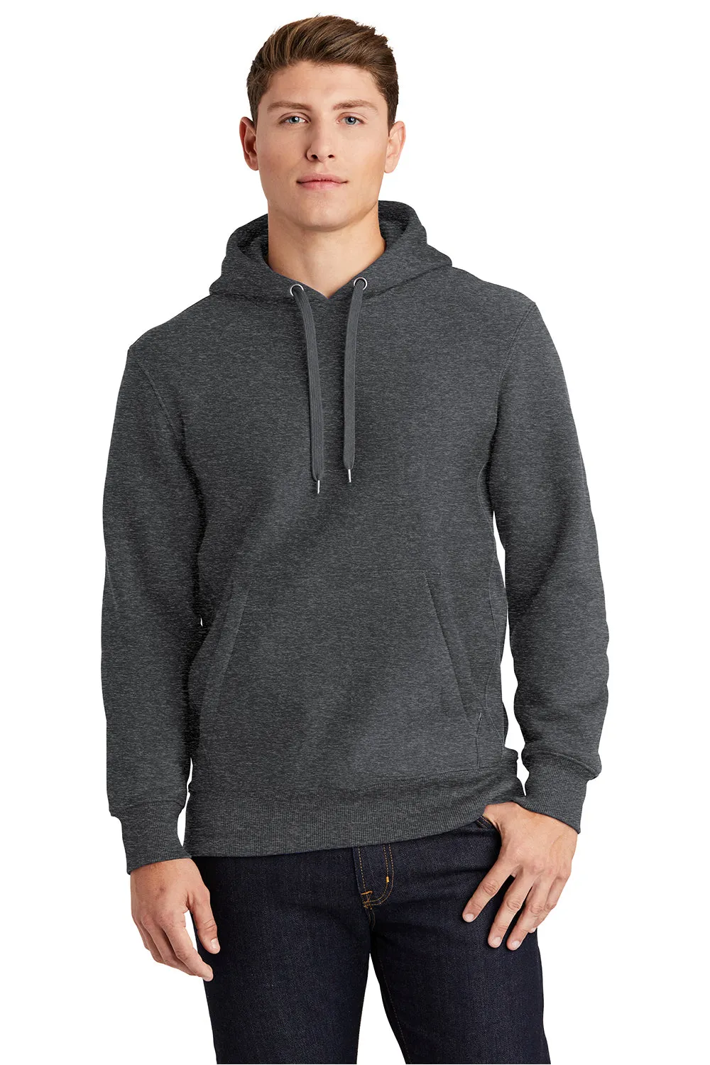 Sport-Tek Sweat à capuche pour homme en polaire avec poche kangourou - Gris graphite chiné