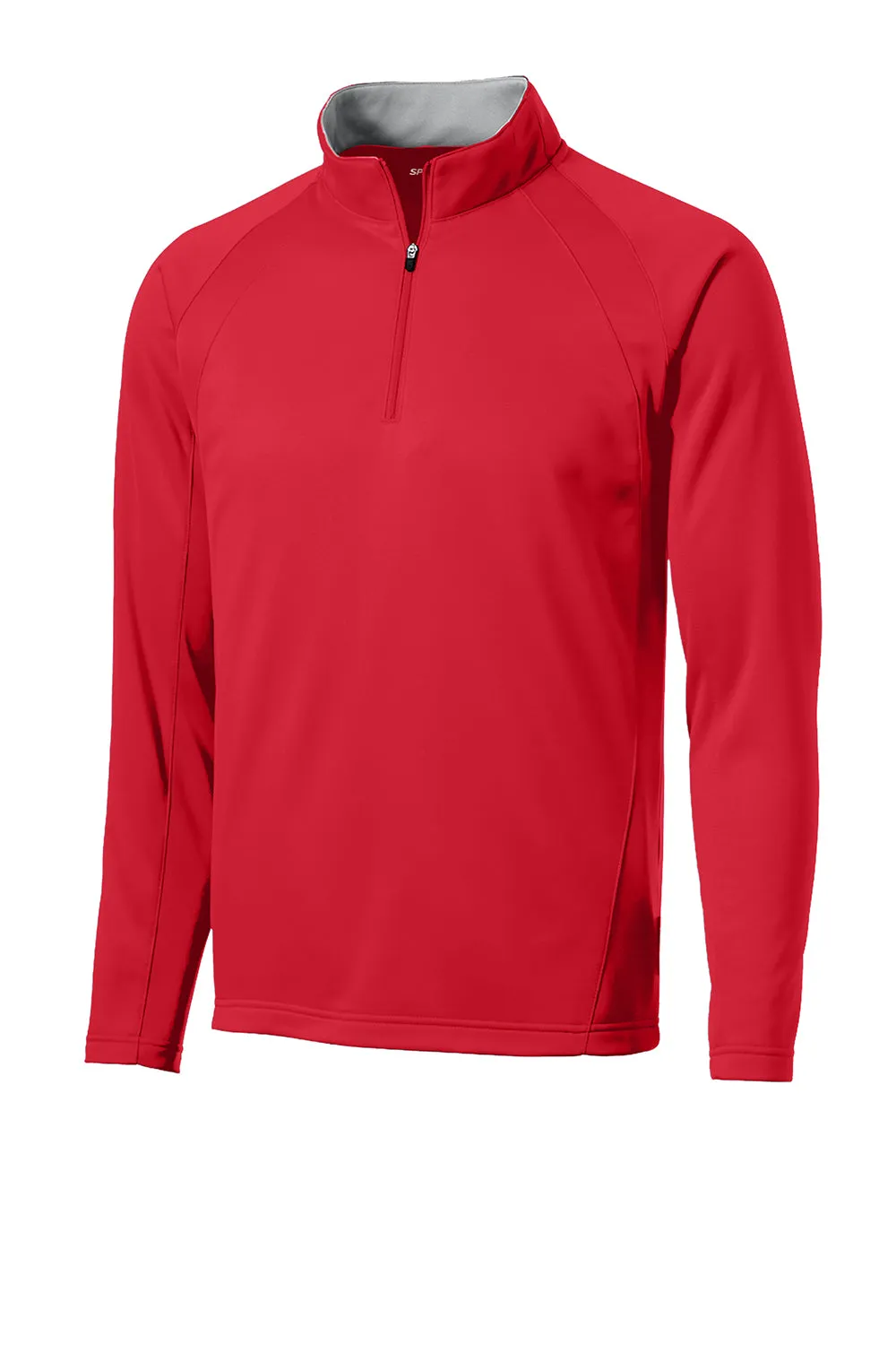 Sport-Tek Sweat-shirt Homme Sport-Wick 1/4 Zip à Capuche en Polaire Respirante - Rouge Foncé/Gris Argenté
