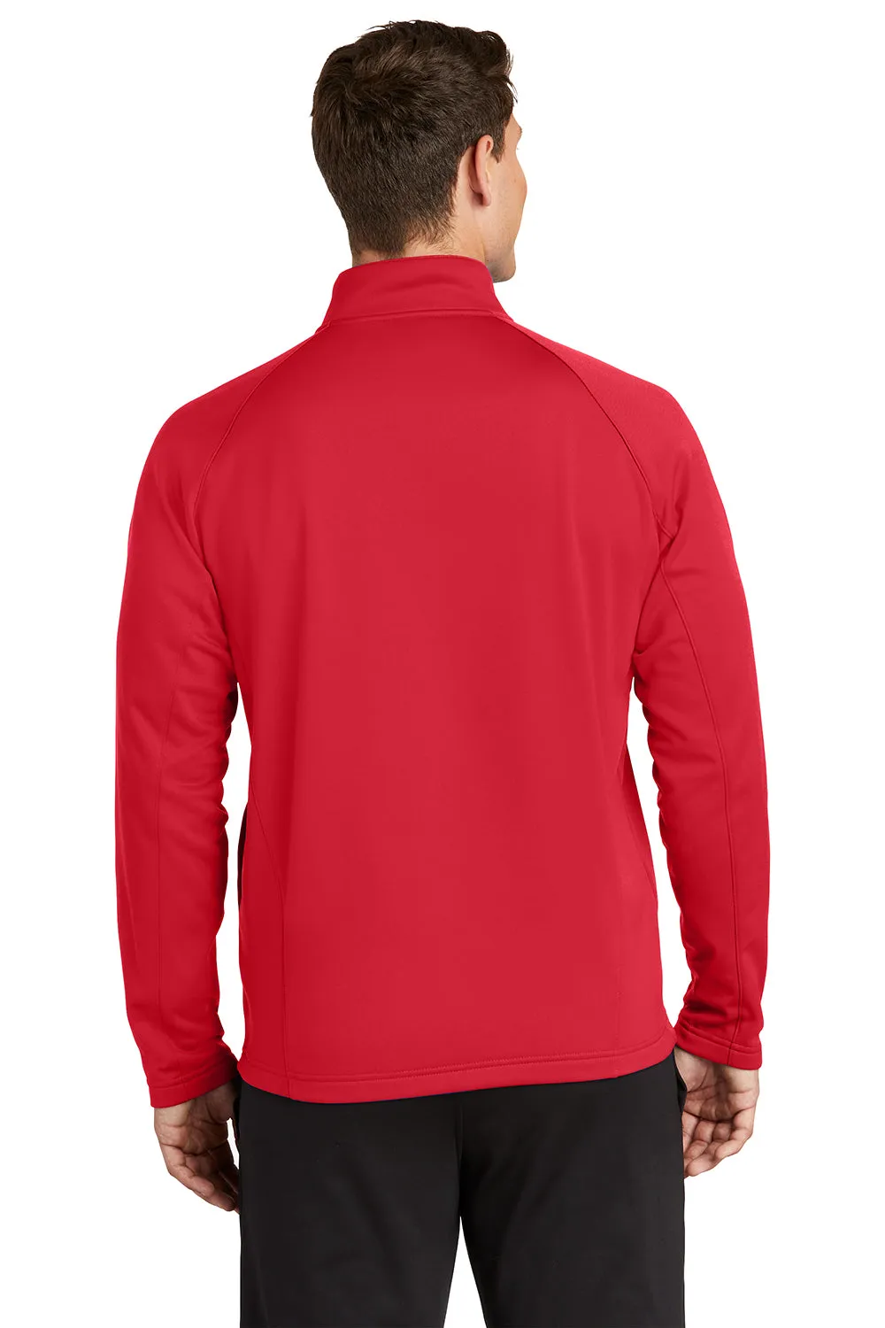 Sport-Tek Sweat-shirt Homme Sport-Wick 1/4 Zip à Capuche en Polaire Respirante - Rouge Foncé/Gris Argenté