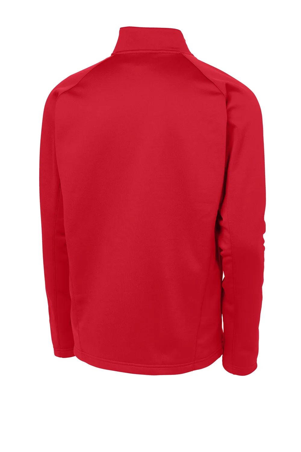 Sport-Tek Sweat-shirt Homme Sport-Wick 1/4 Zip à Capuche en Polaire Respirante - Rouge Foncé/Gris Argenté