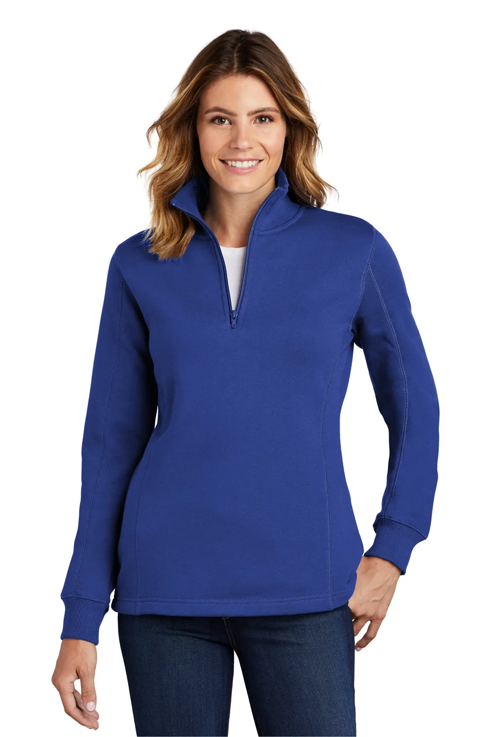 Sport-Tek Sweat-shirt Femme à Col Quart de Zip en Polaire Anti-Rétrécissement - Bleu Royal Véritable