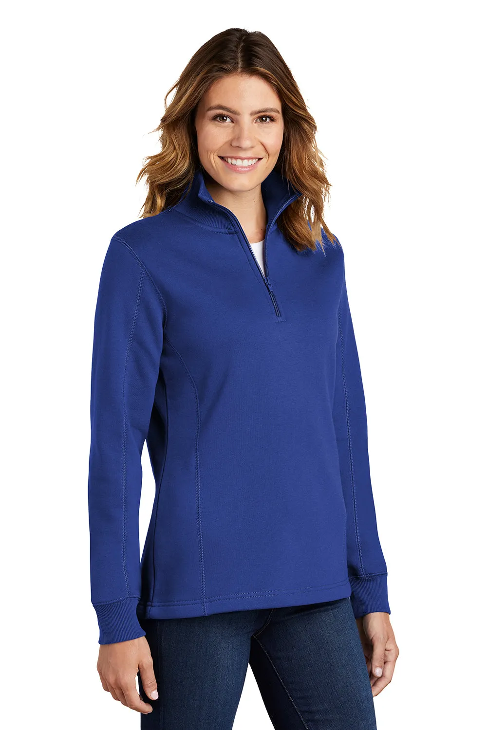 Sport-Tek Sweat-shirt Femme à Col Quart de Zip en Polaire Anti-Rétrécissement - Bleu Royal Véritable