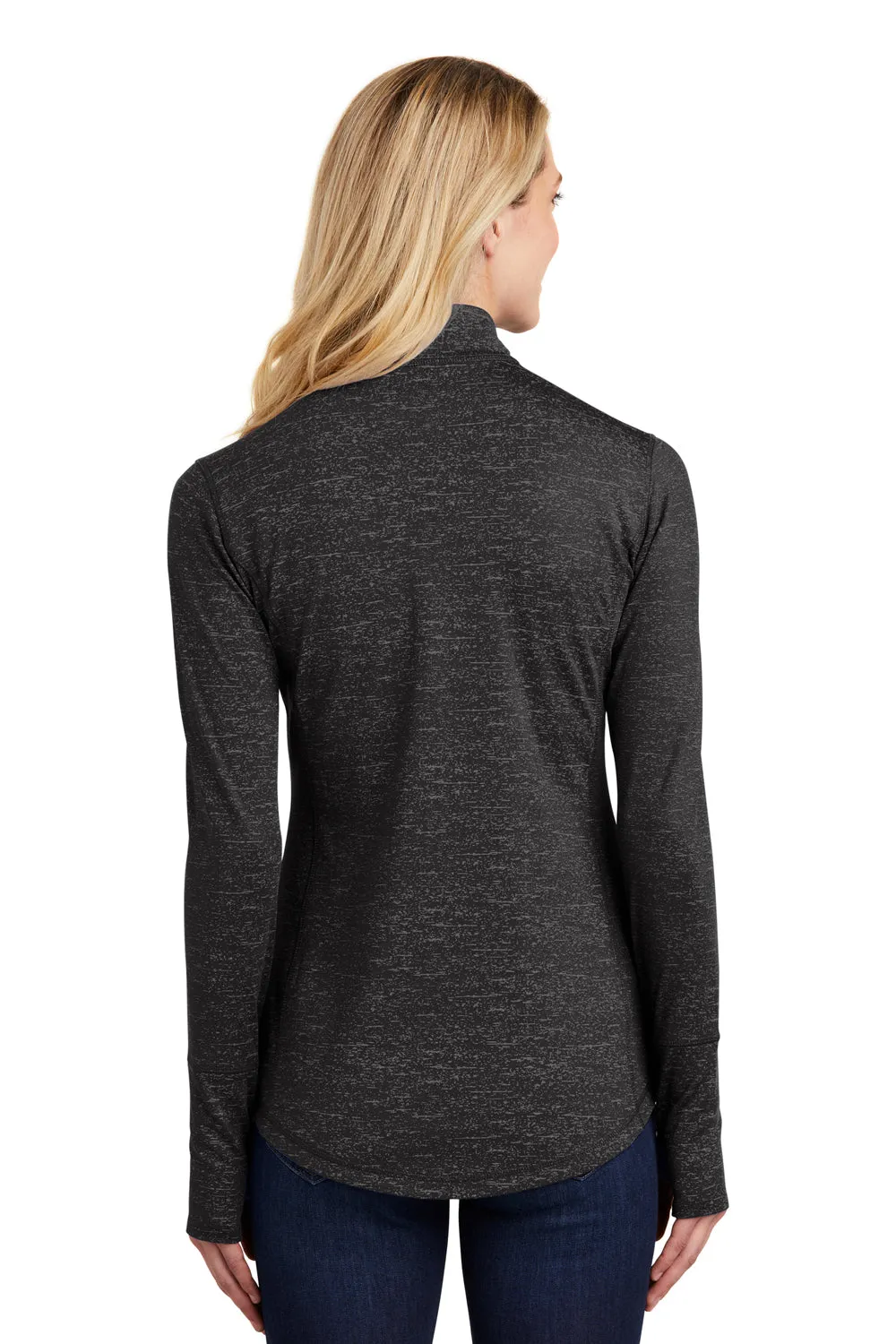 Sport-Tek Sweat-shirt Femme Sport-Wick à Évacuation de l'Humidité avec Fermeture 1/4 Zip - Noir - Liquidation