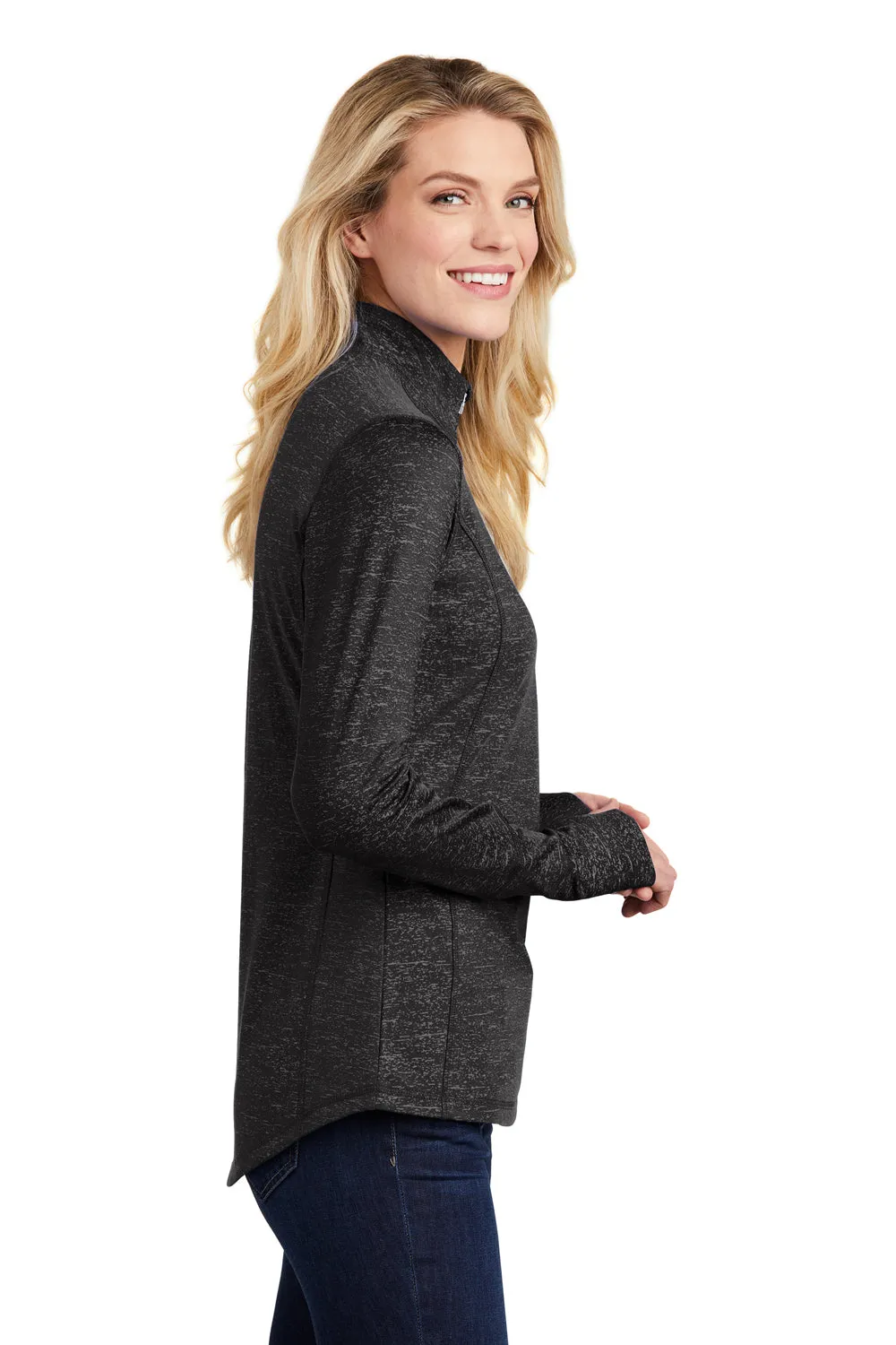 Sport-Tek Sweat-shirt Femme Sport-Wick à Évacuation de l'Humidité avec Fermeture 1/4 Zip - Noir - Liquidation