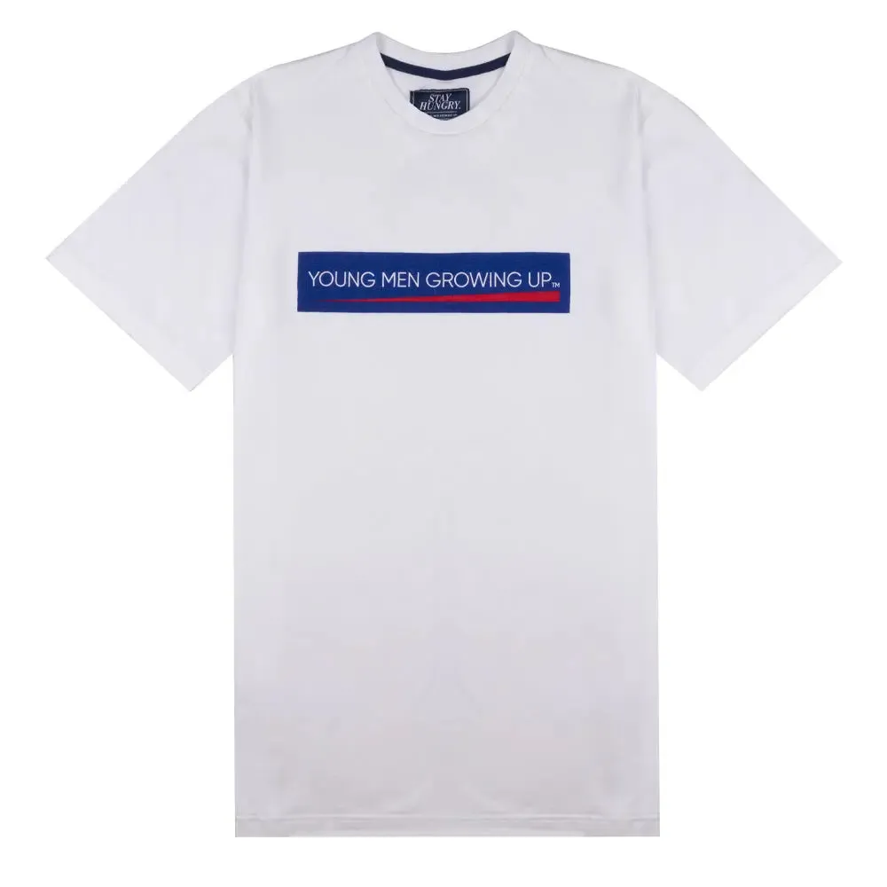 T-shirt blanc Stay Hungry YMGU avec logo Navy