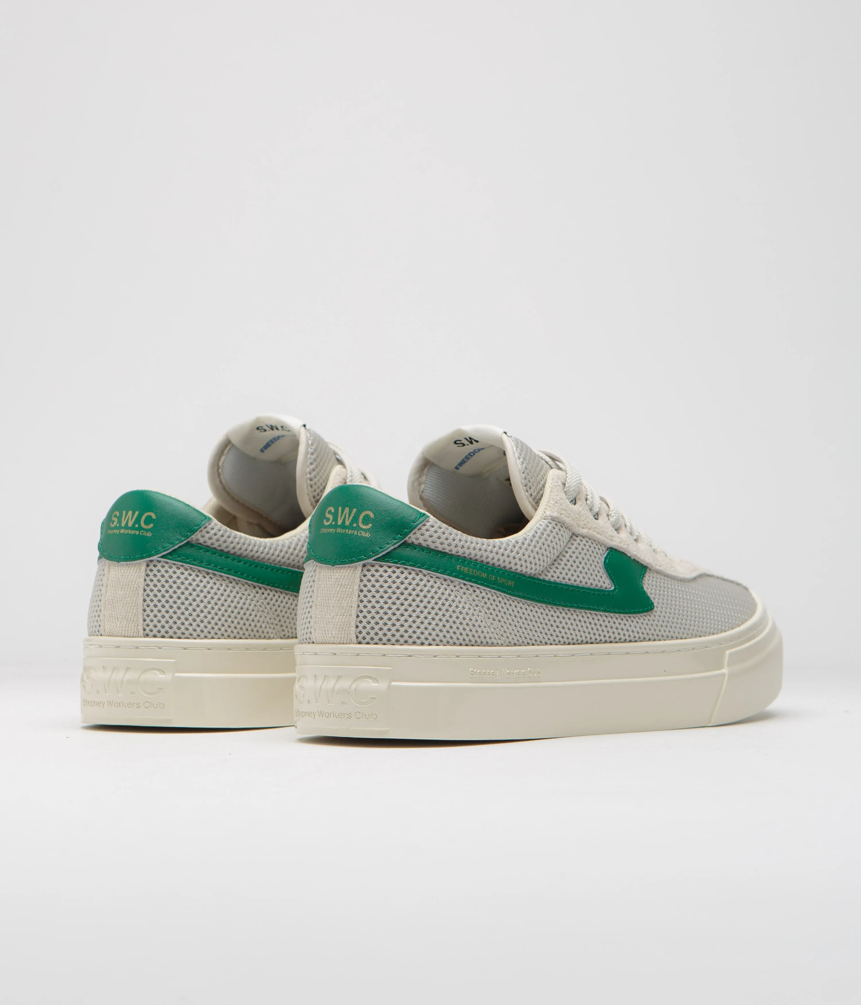 Stepney Workers Club Dellow S-Strike Cup Chaussures de Tennis en Maille - Écru / Vert Chaussures Stepney Workers Club