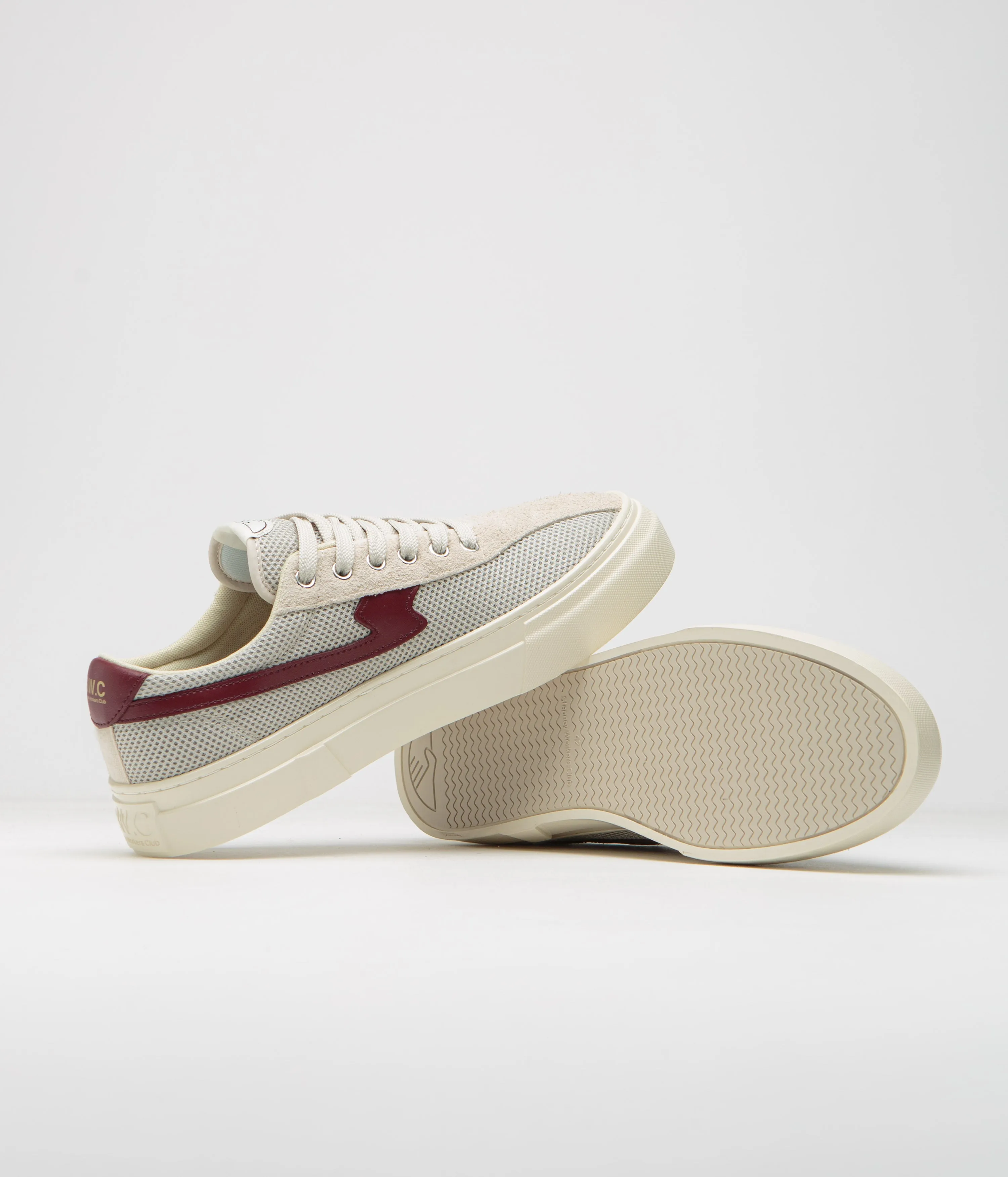 Stepney Workers Club Dellow S-Strike Cup Chaussures de Tennis en Maille - Écru / Rouge Chaussures Stepney Workers Club