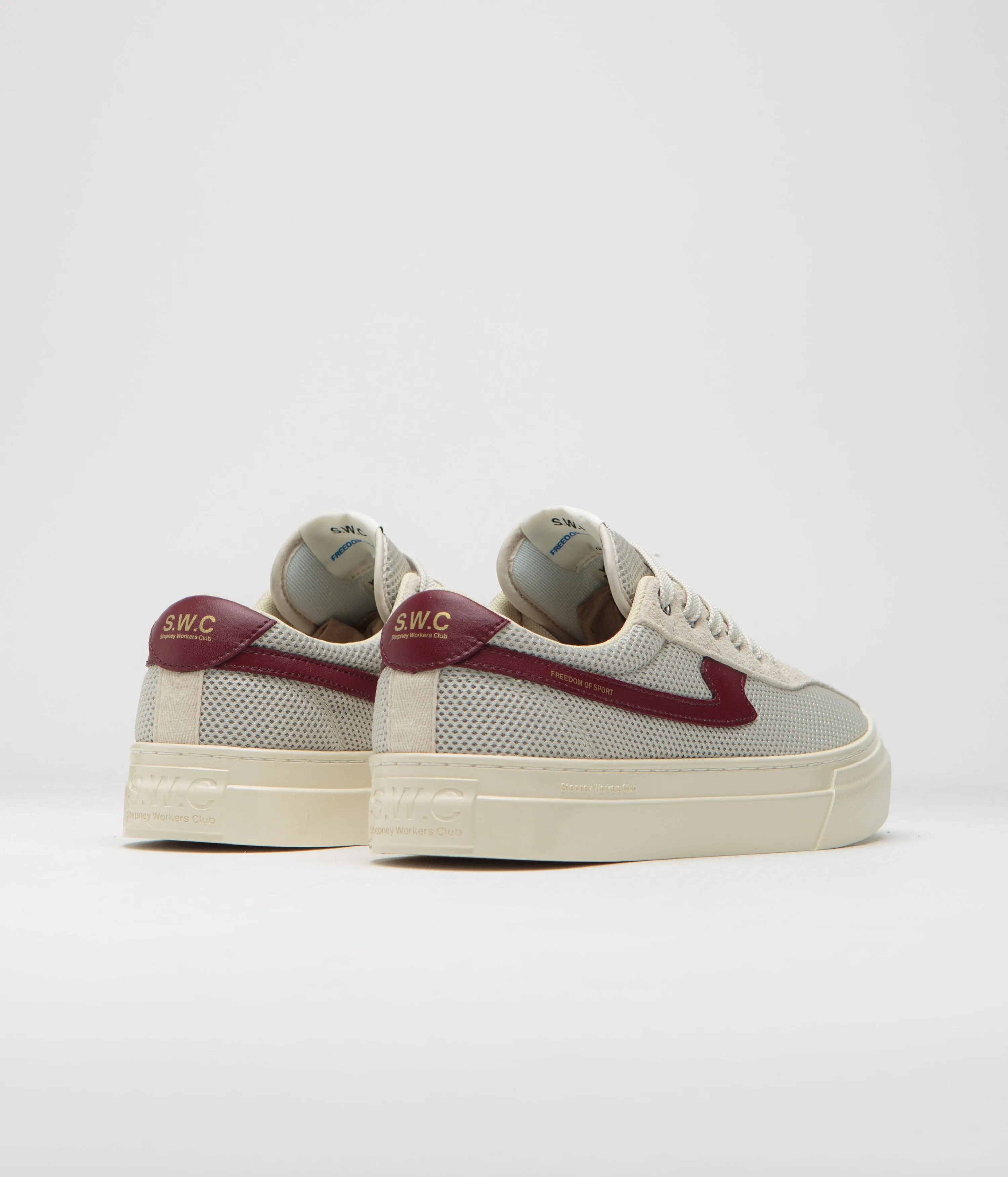 Stepney Workers Club Chaussures de Tennis en Maille Dellow S-Strike Cup - Écru / Rouge Stepney Workers Club