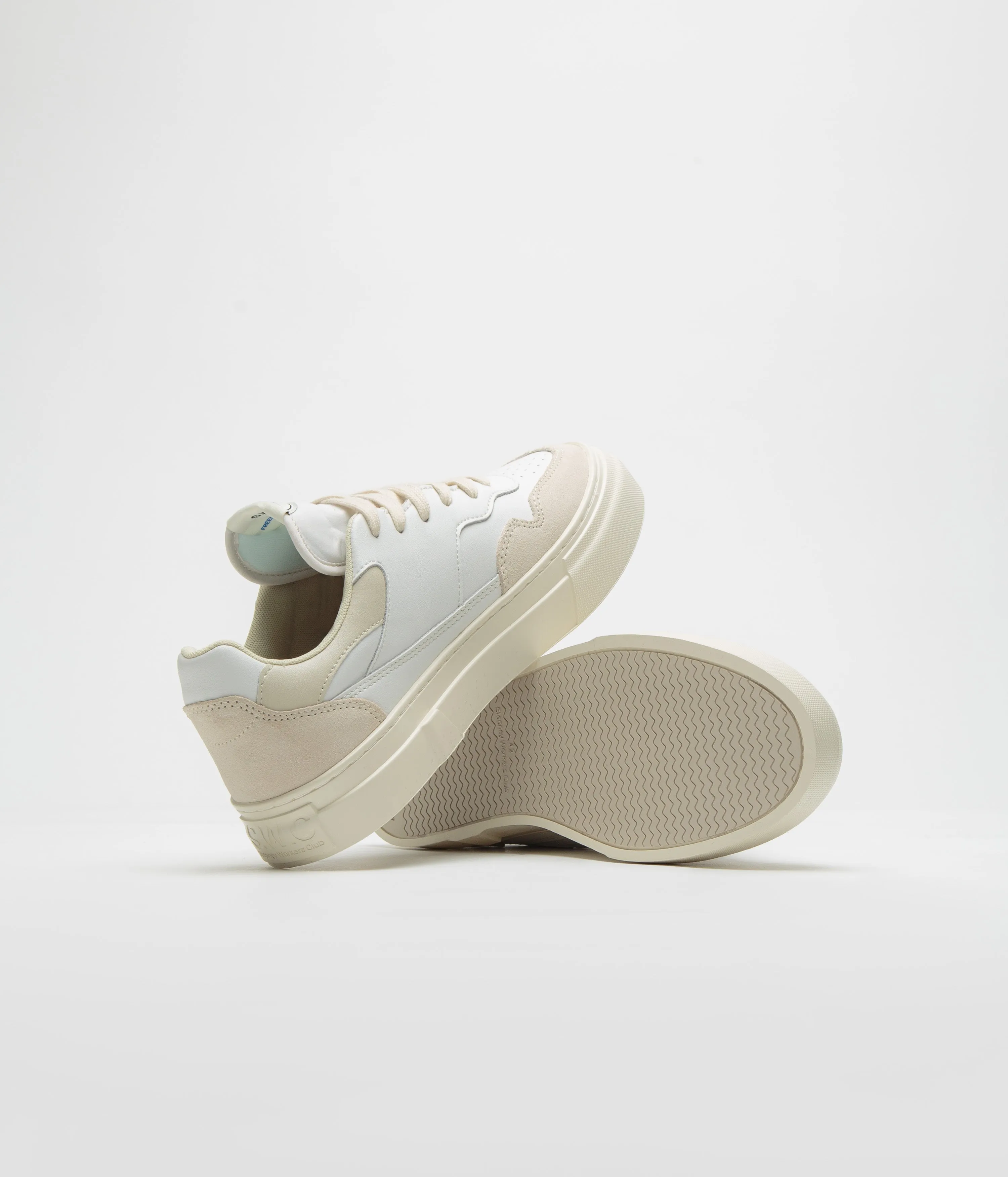 Stepney Workers Club Chaussures en Cuir Perlé - Blanc Printemps Stepney Workers Club