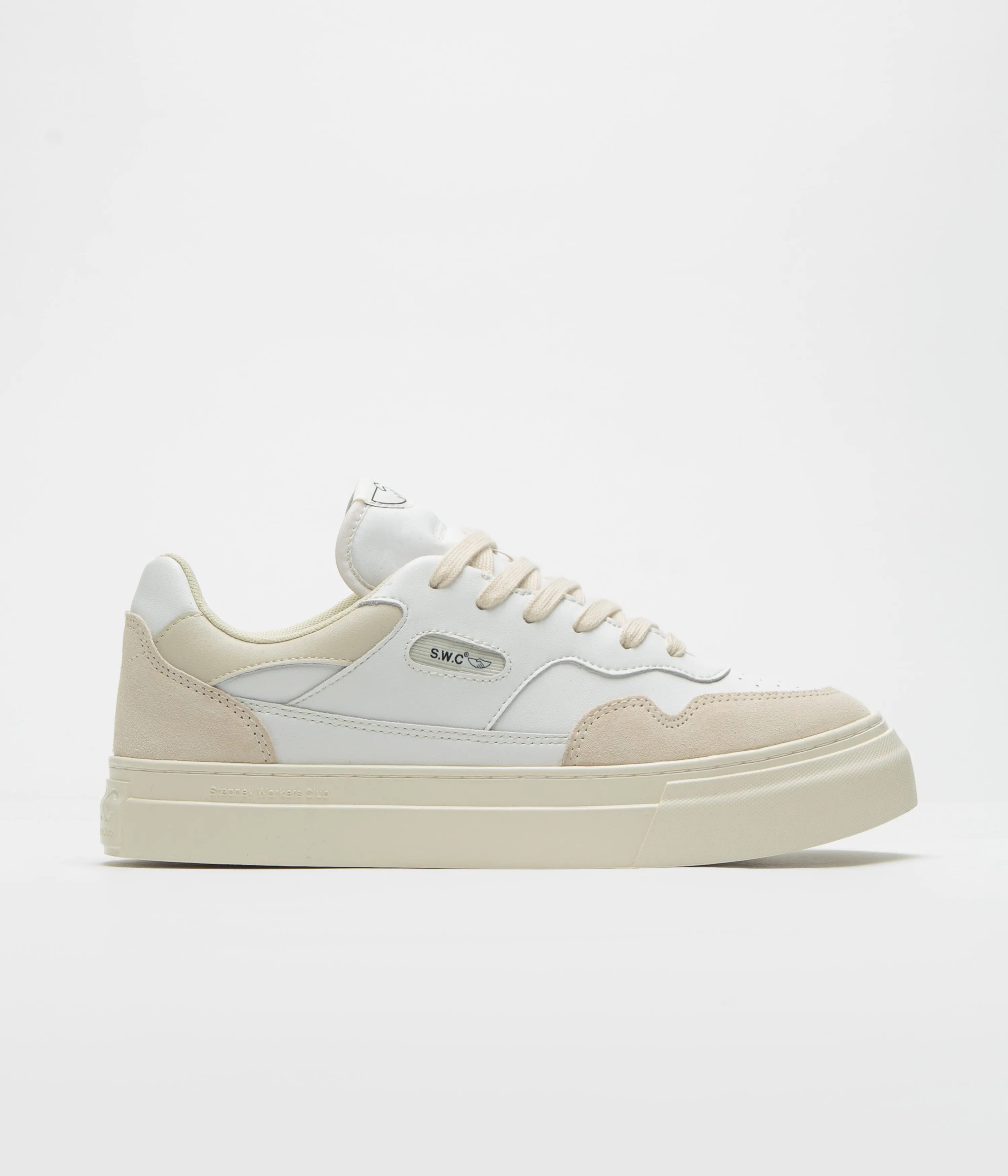 Stepney Workers Club Chaussures en Cuir Perlé - Blanc Printemps Stepney Workers Club