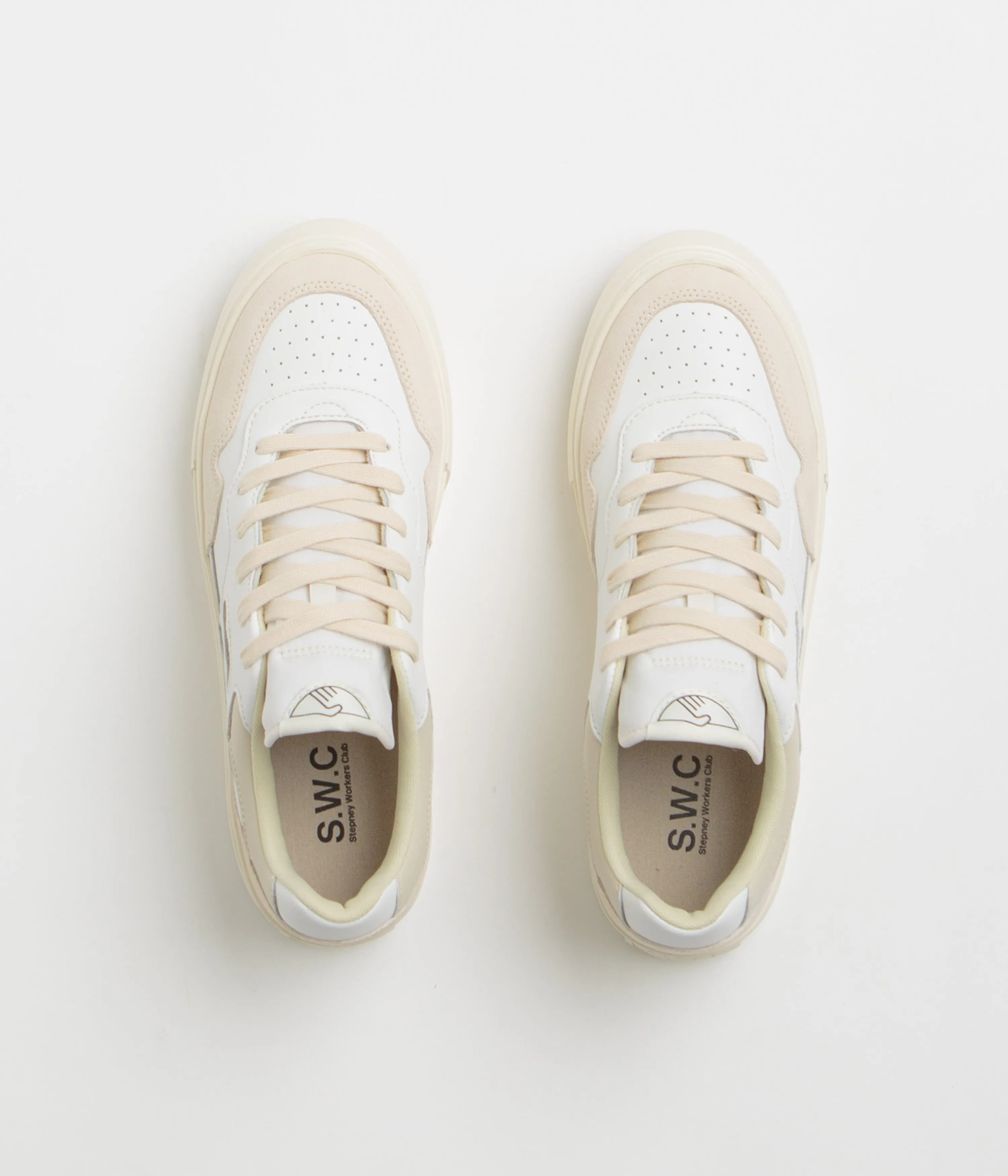 Stepney Workers Club Chaussures en Cuir Perlé - Blanc Printemps Stepney Workers Club