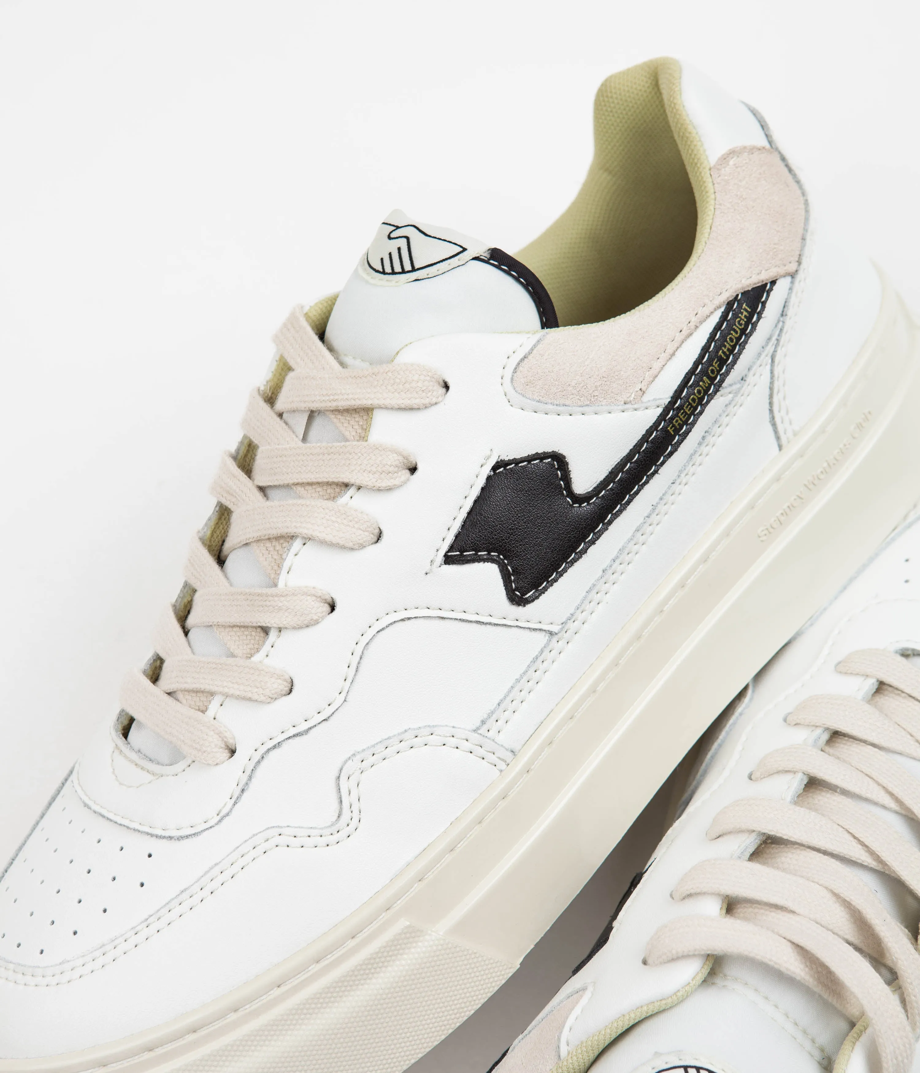 Stepney Workers Club Chaussures en cuir Pearl S-Strike - Blanc / Noir Stepney Workers Club