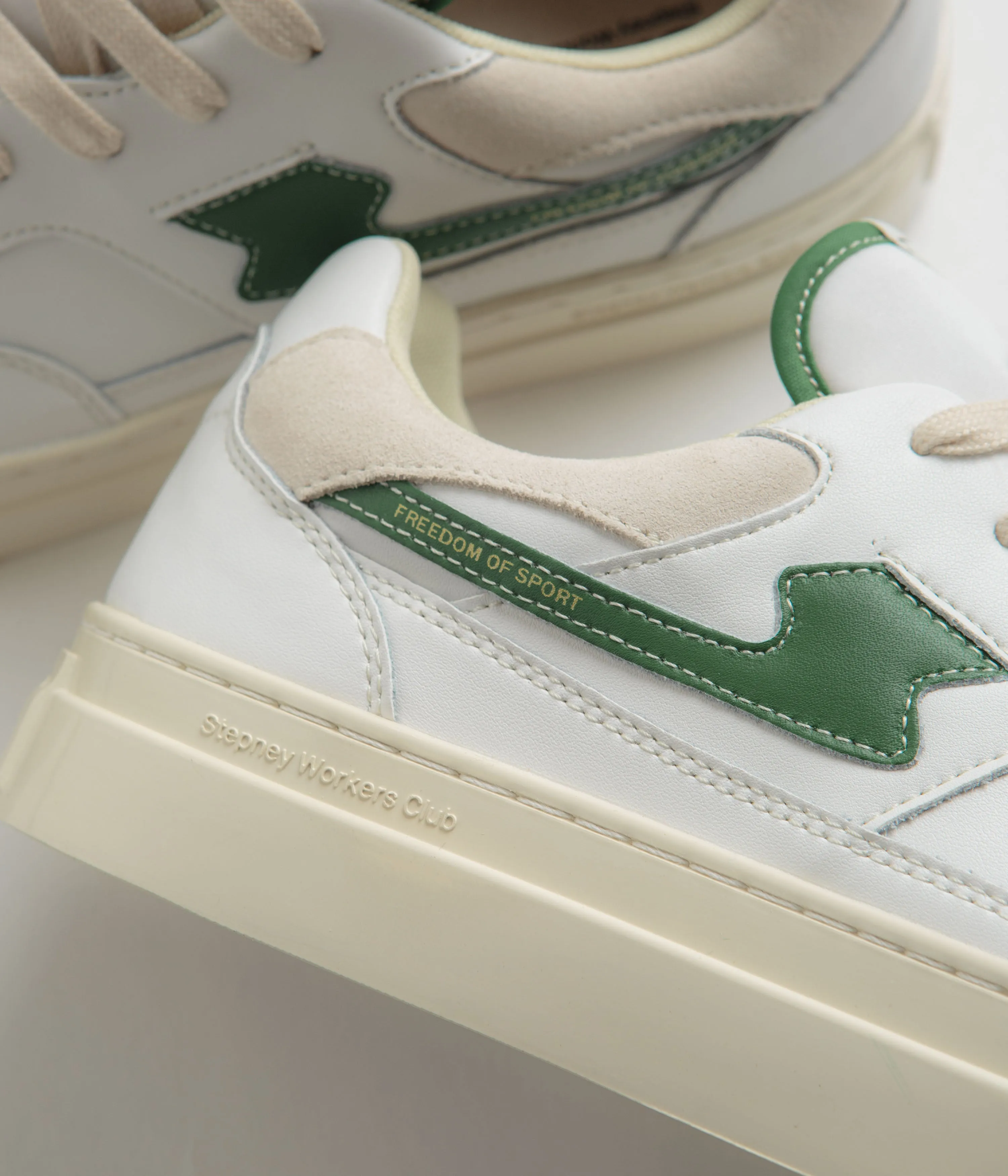 Stepney Workers Club Chaussures en cuir Pearl S-Strike - Blanc / Vert Stepney Workers Club