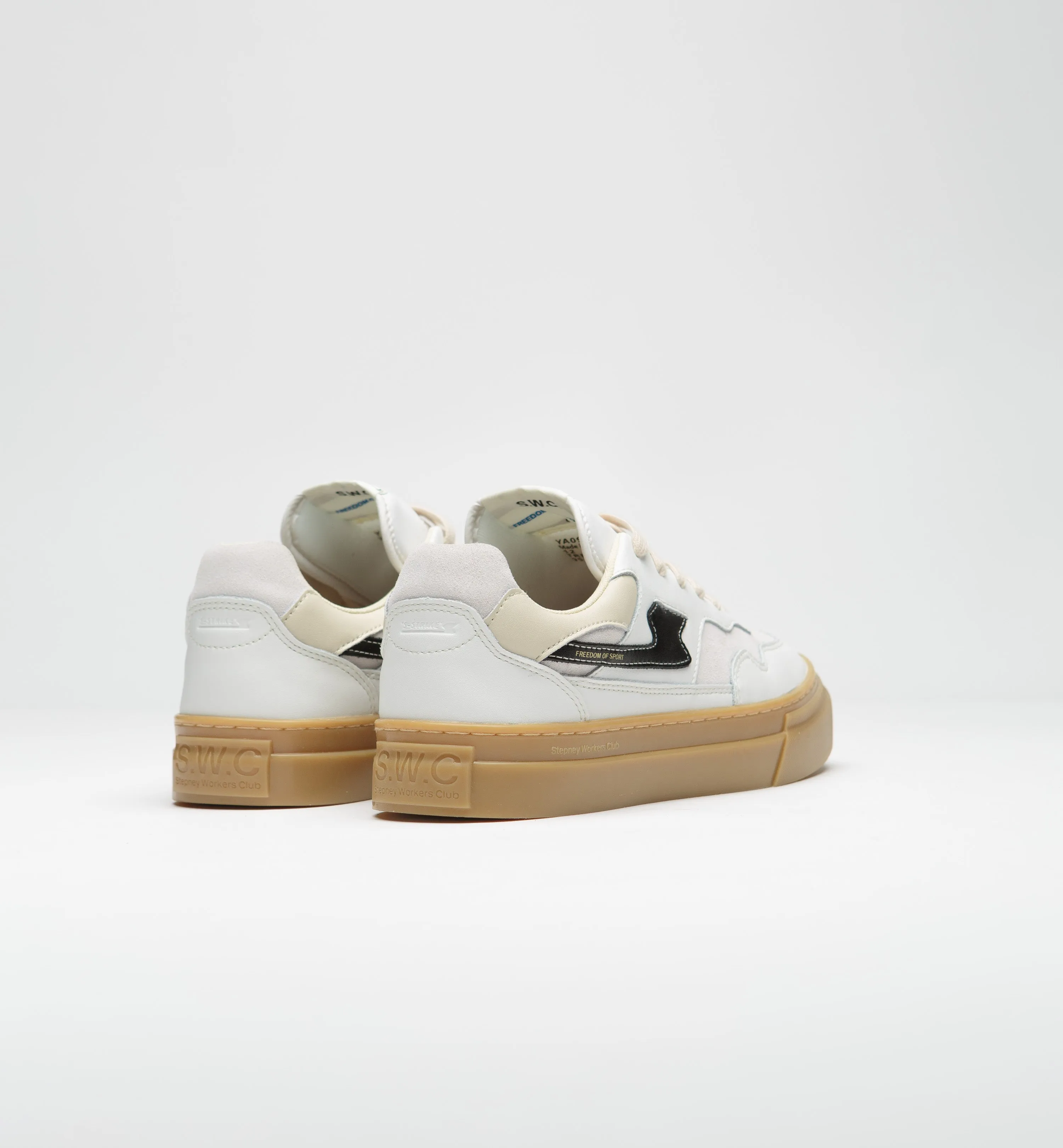 Stepney Workers Club Chaussures en Cuir Pearl S-Strike - Blanc / Gomme Stepney Workers Club