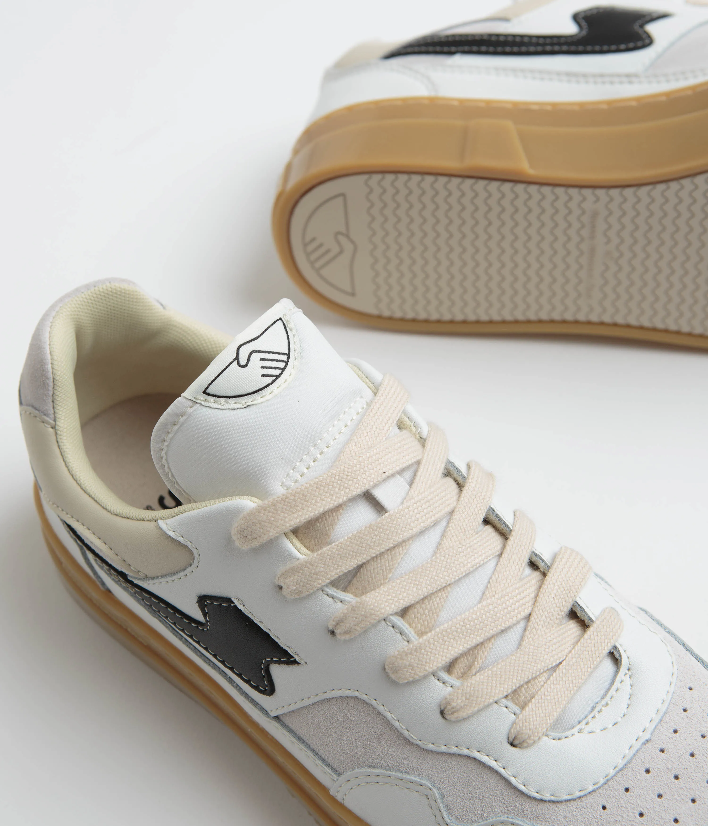 Stepney Workers Club Chaussures en Cuir Pearl S-Strike - Blanc / Gomme Stepney Workers Club