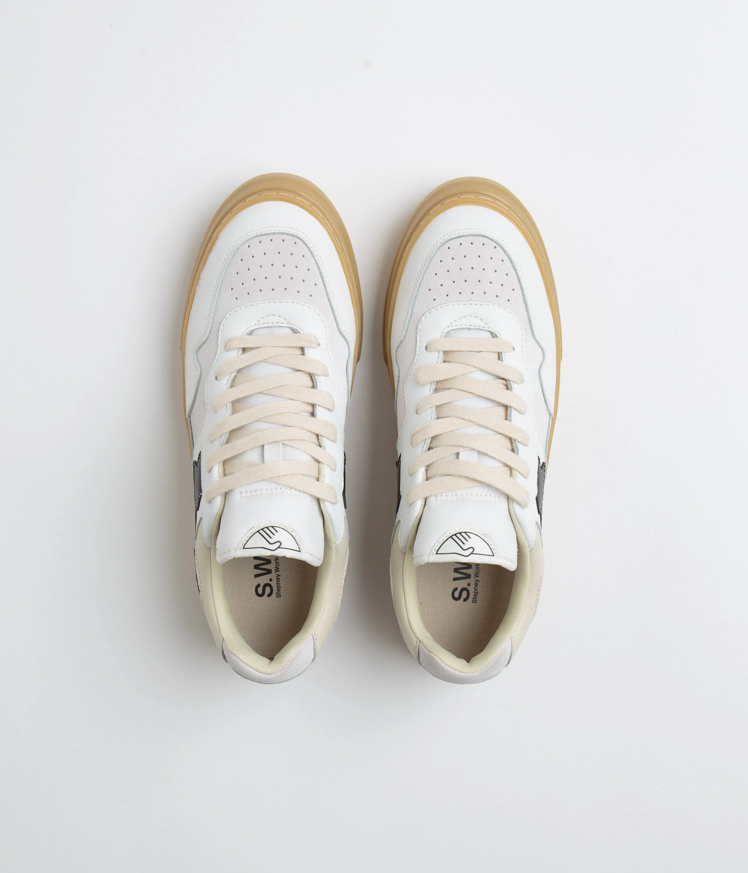Stepney Workers Club Chaussures en Cuir Pearl S-Strike - Blanc / Gomme Stepney Workers Club