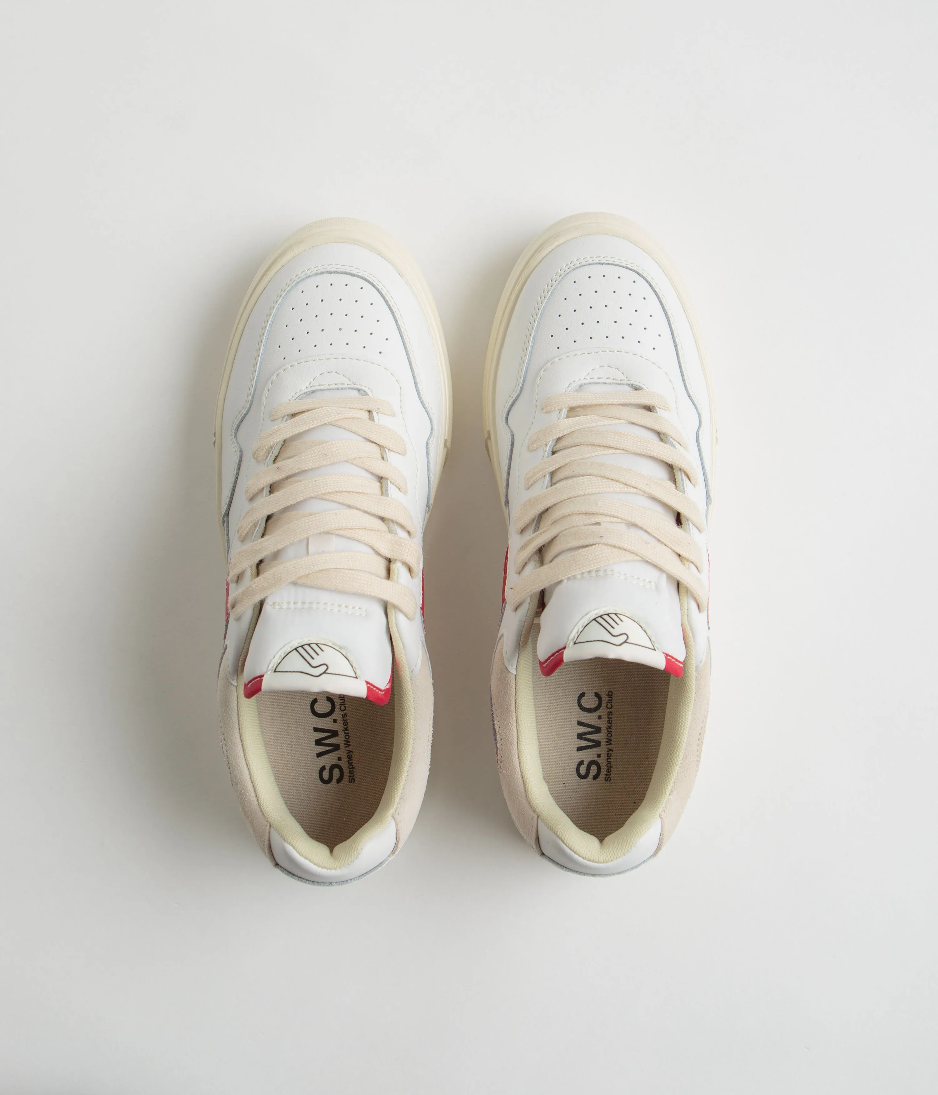 Chaussures en cuir Stepney Workers Club Pearl S-Strike - Blanc / Rouge Chaussures Stepney Workers Club