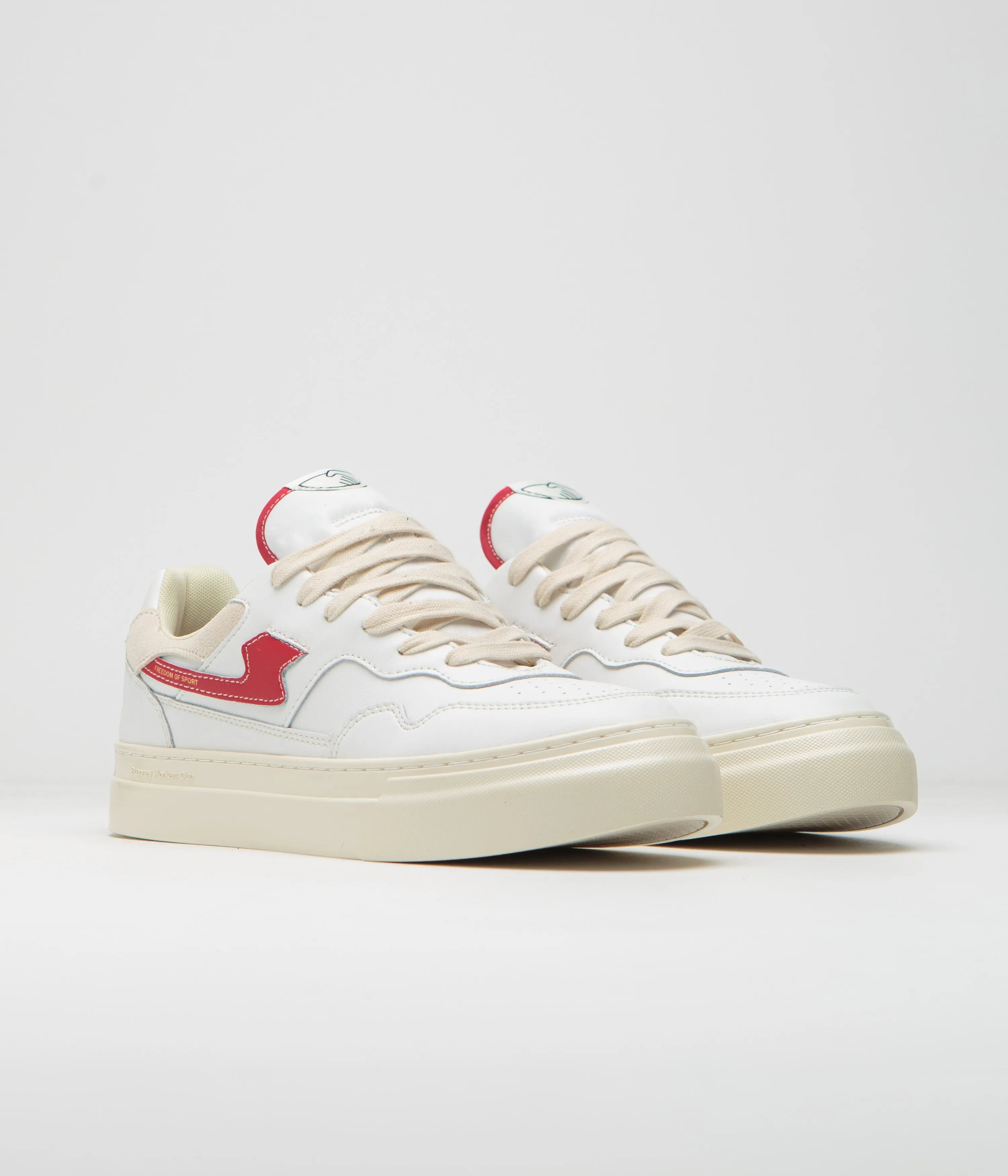 Chaussures en cuir Stepney Workers Club Pearl S-Strike - Blanc / Rouge Chaussures Stepney Workers Club
