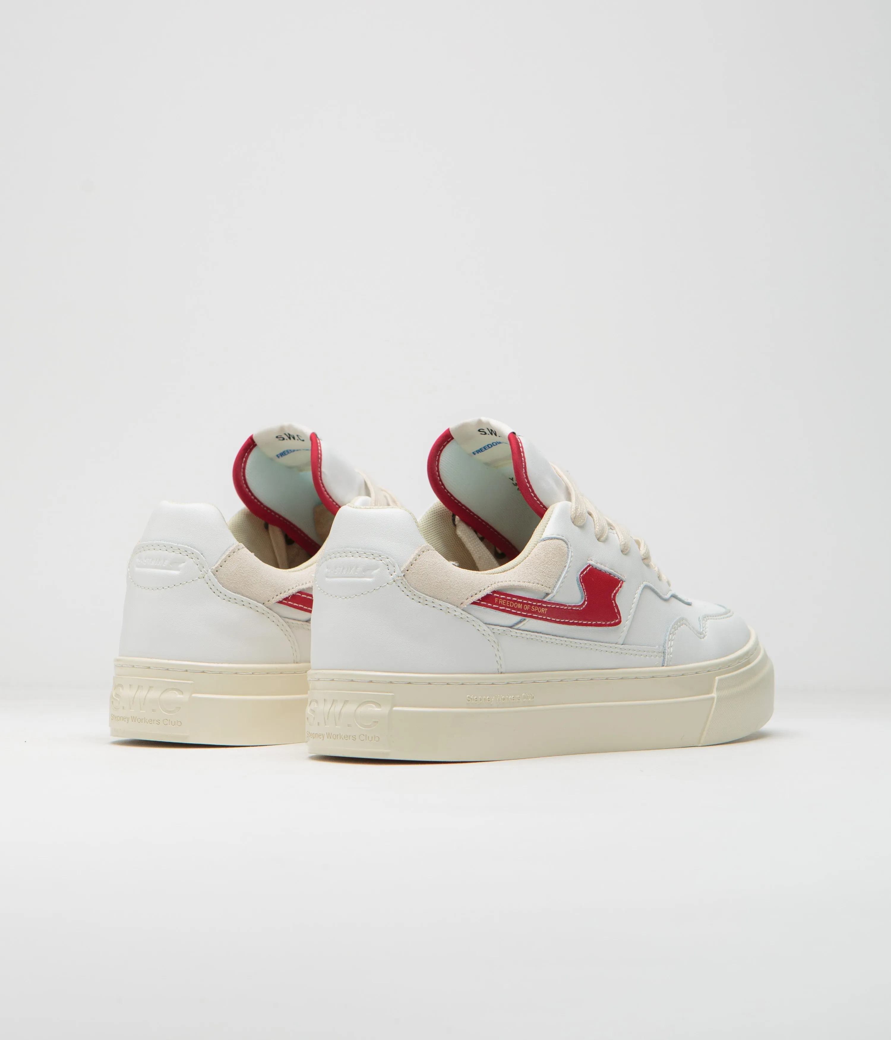 Chaussures en cuir Stepney Workers Club Pearl S-Strike - Blanc / Rouge Chaussures Stepney Workers Club