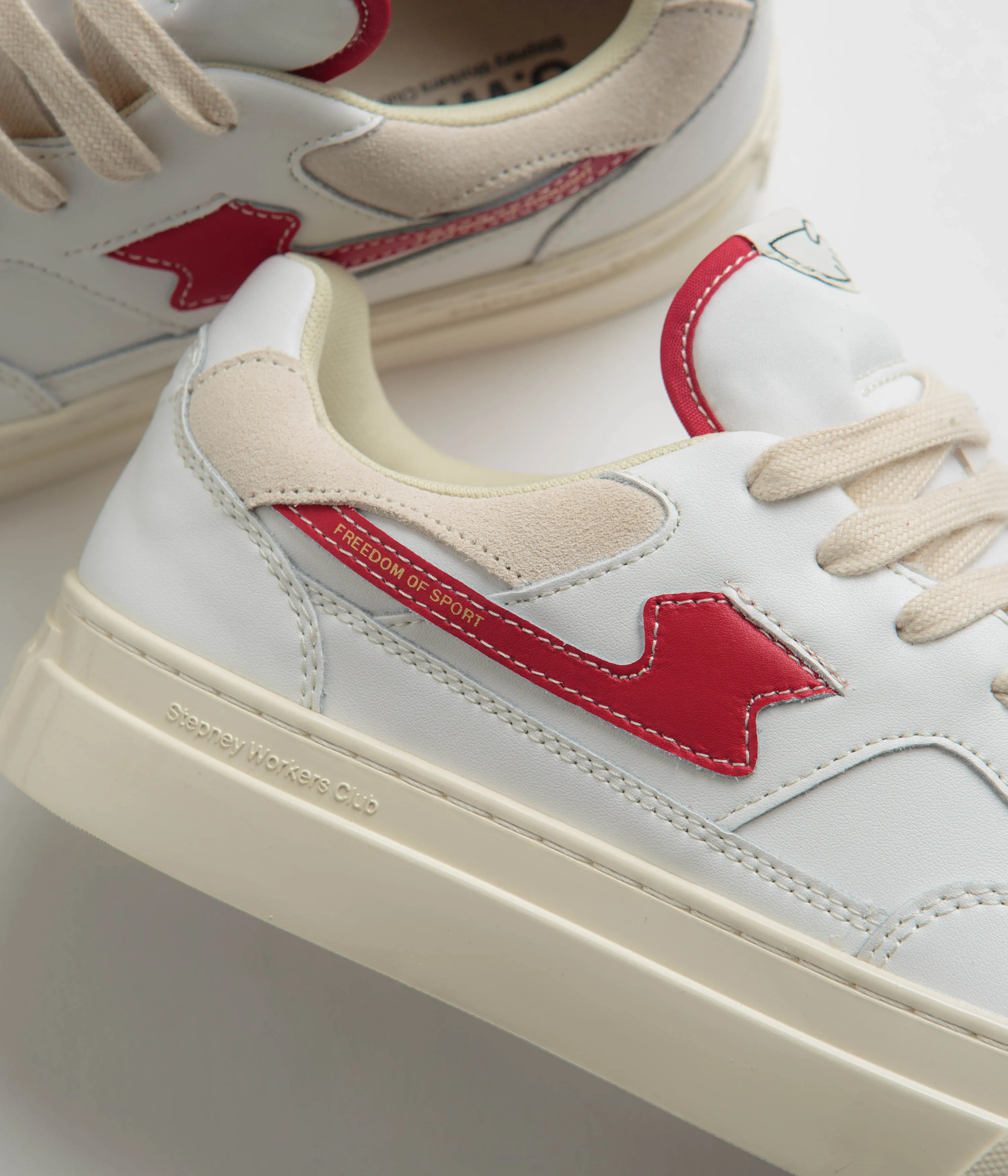Chaussures en cuir Stepney Workers Club Pearl S-Strike - Blanc / Rouge Chaussures Stepney Workers Club