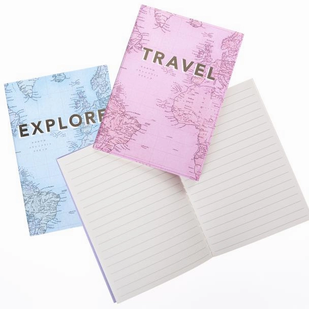 Travel, Explore, Wander Pastel Map - Set of 3 Mini Journals
