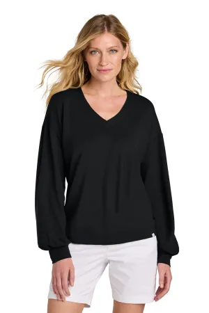 TravisMathew Womens Long Weekend V-Neck Sweatshirt - Black