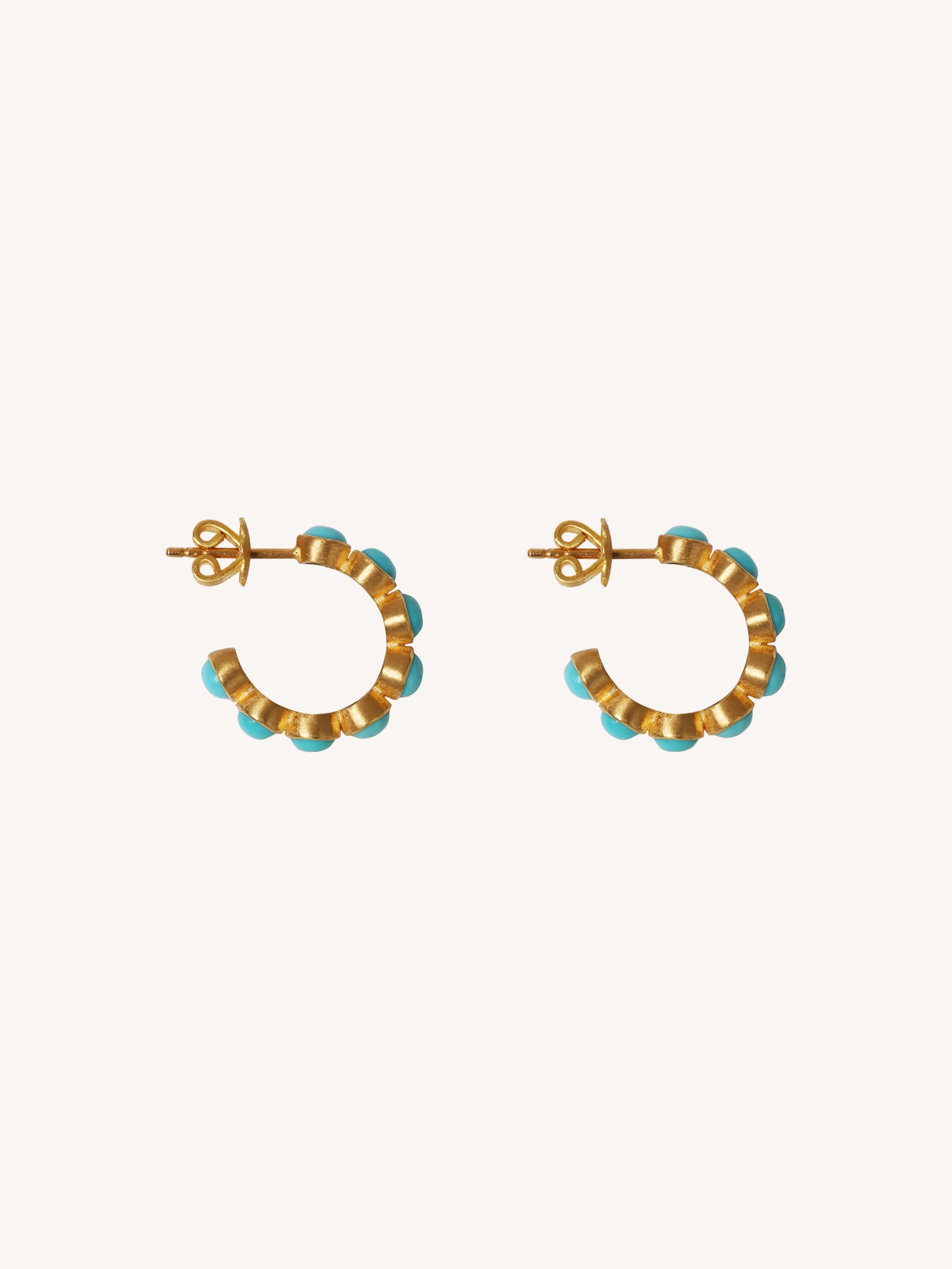 TURQUOISE SMALL BOLLYWOOD HOOP EARRINGS