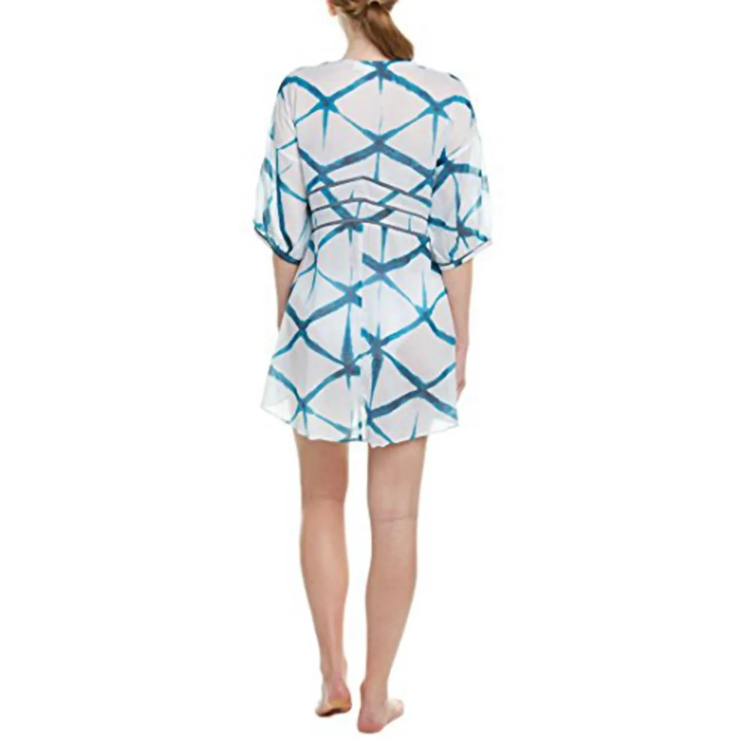 Kimono Couverture Femme en Papier de Soie Lanternes Bleu
