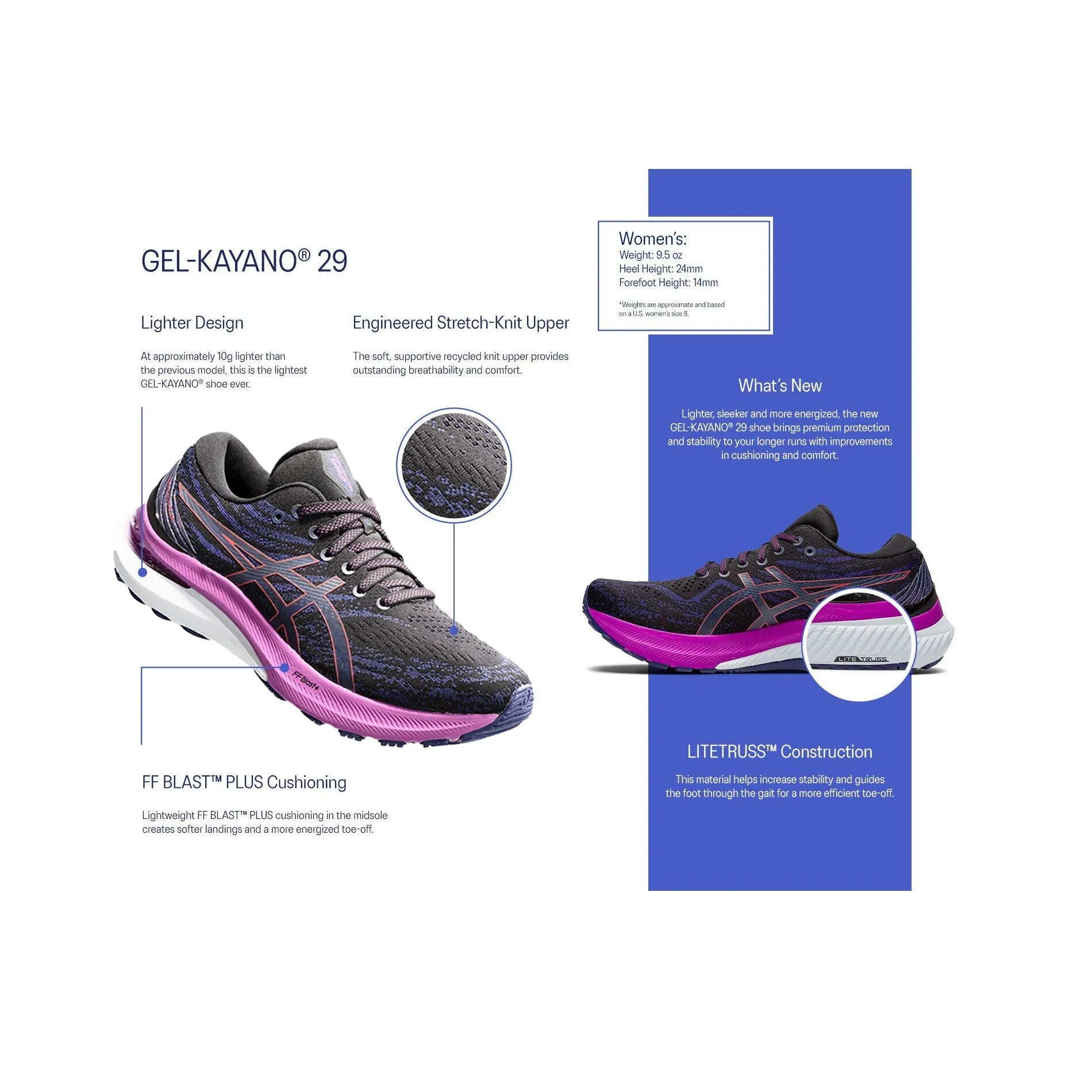 Asics Gel-Kayano 29 pour Femme Minuit/Papaye