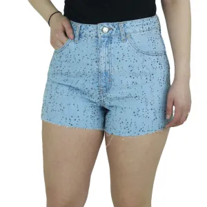 Women's Denim Sequined Short,Light Blue