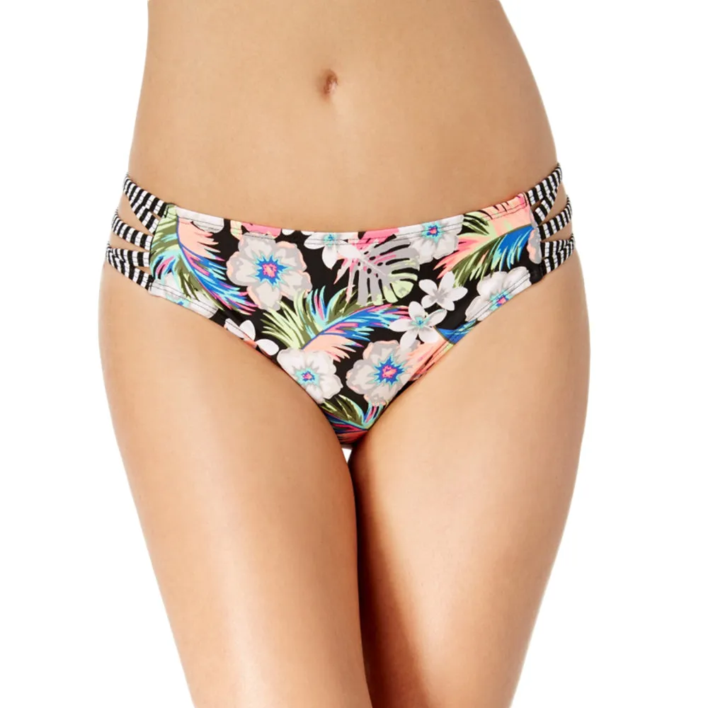 Culotte de Bikini Imprimée Fleurie pour Femme, Noir