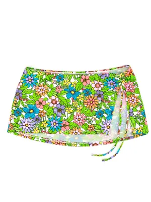Women's Floral Printed Ruched Side Cover Up Skirt,Multi