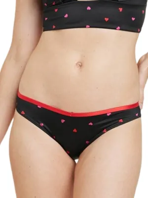 Women's Heart Printed Bikini Bottom, Black