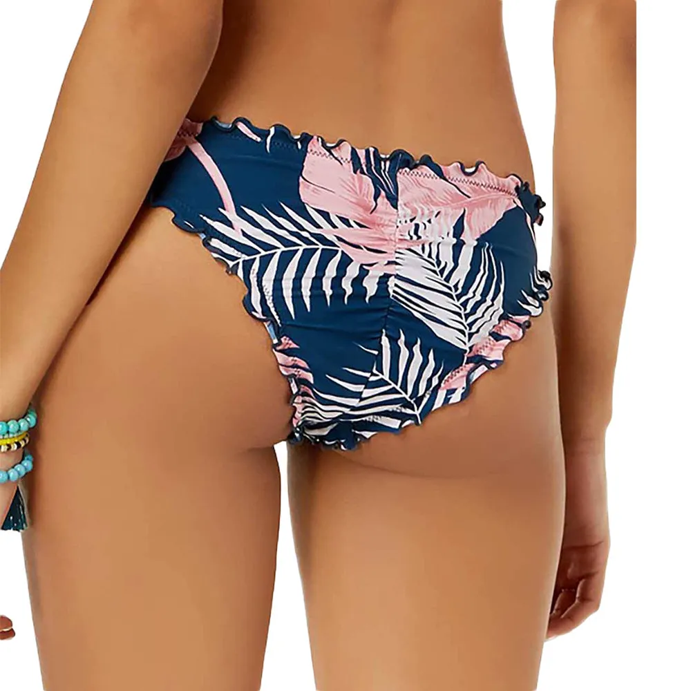 Bas de bikini imprimé feuilles pour femmes, Pétrole