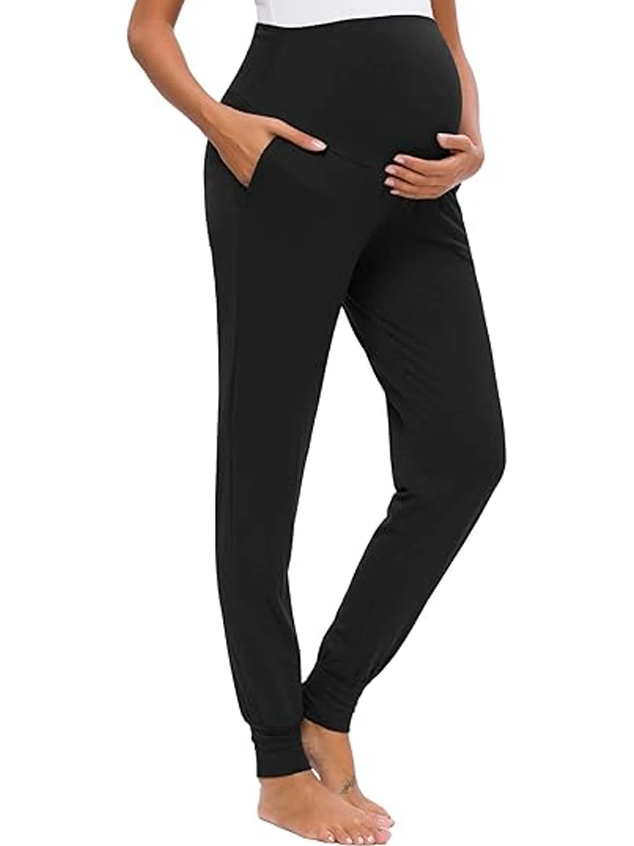 Leggings de maternité unis pour femmes, Noir