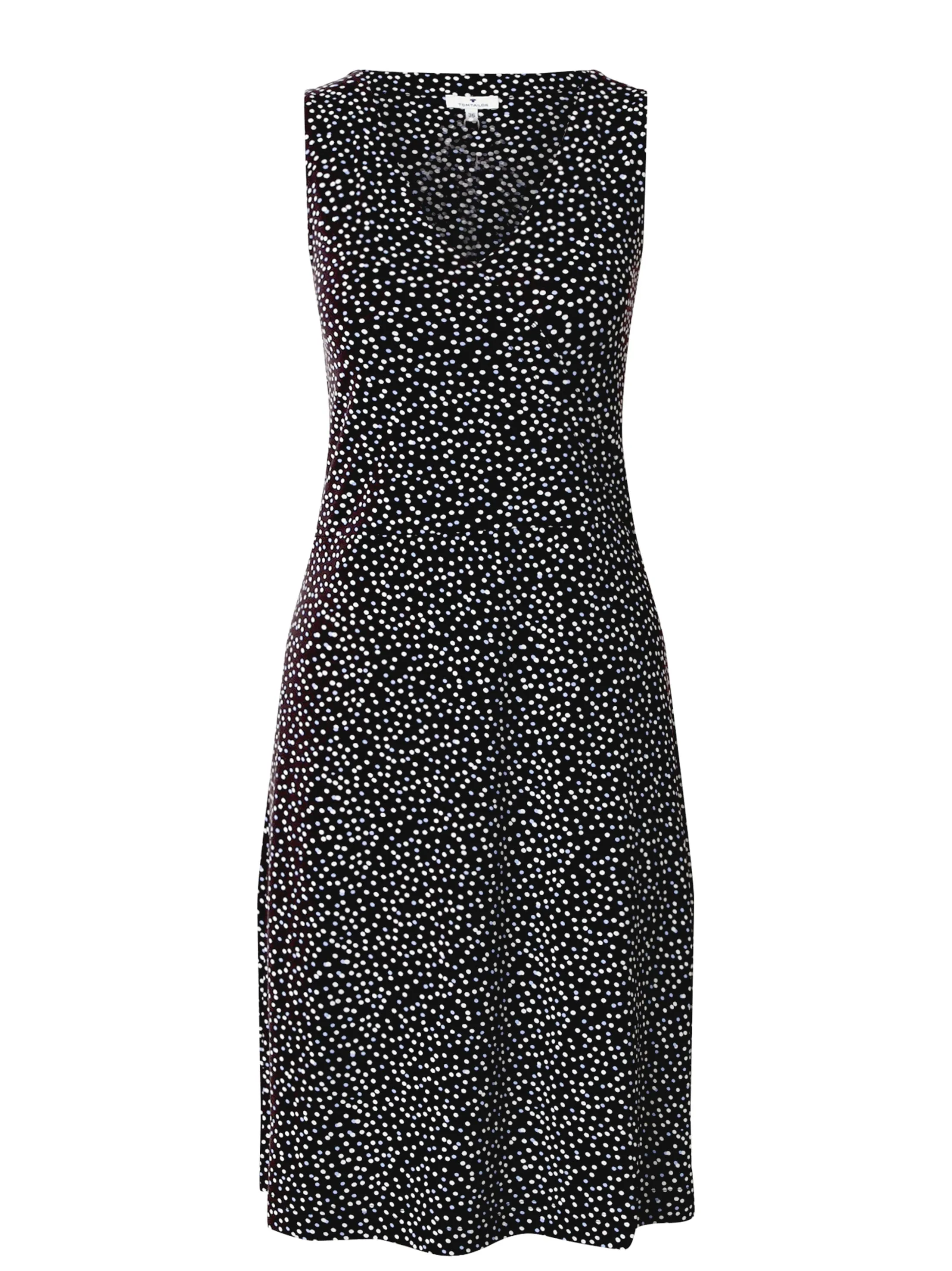 Robe à pois pour femme avec encolure en V, Noir