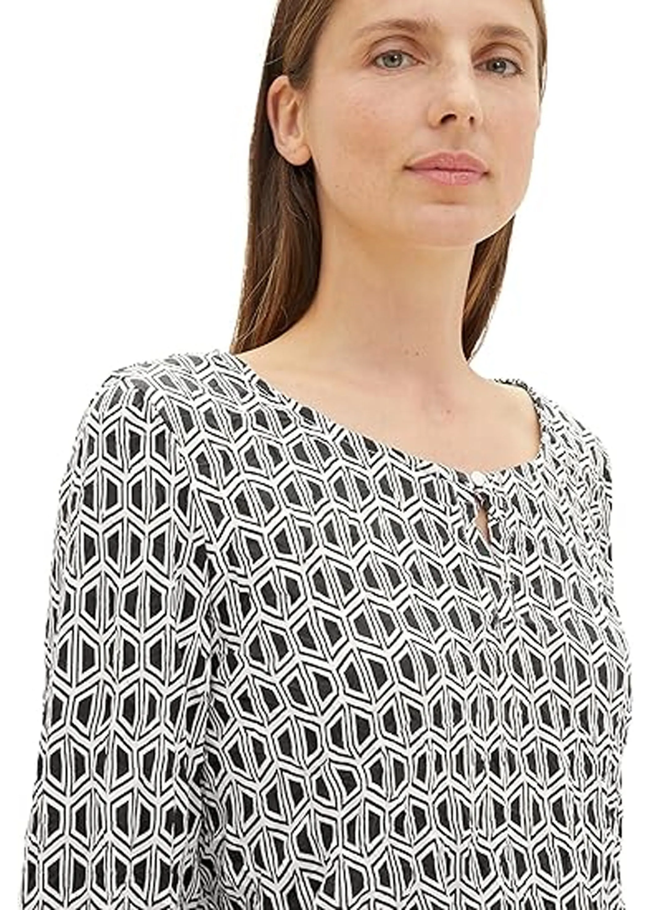 Haut imprimé pour femme, Marine/Blanc