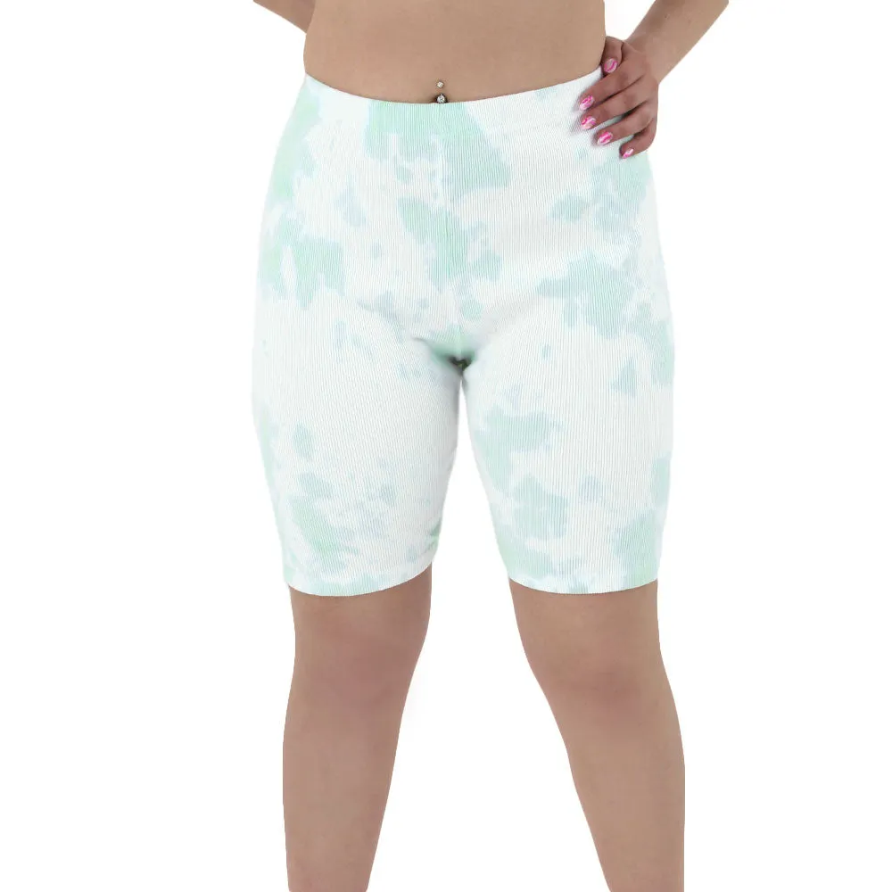 Short en coton côtelé pour femme, Pistache