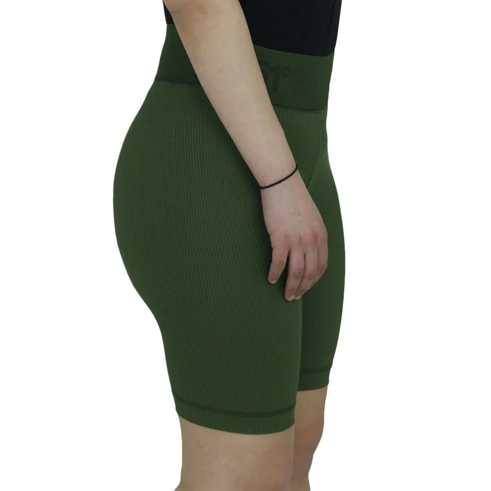 Short de Sport Côtelé pour Femmes, Olive