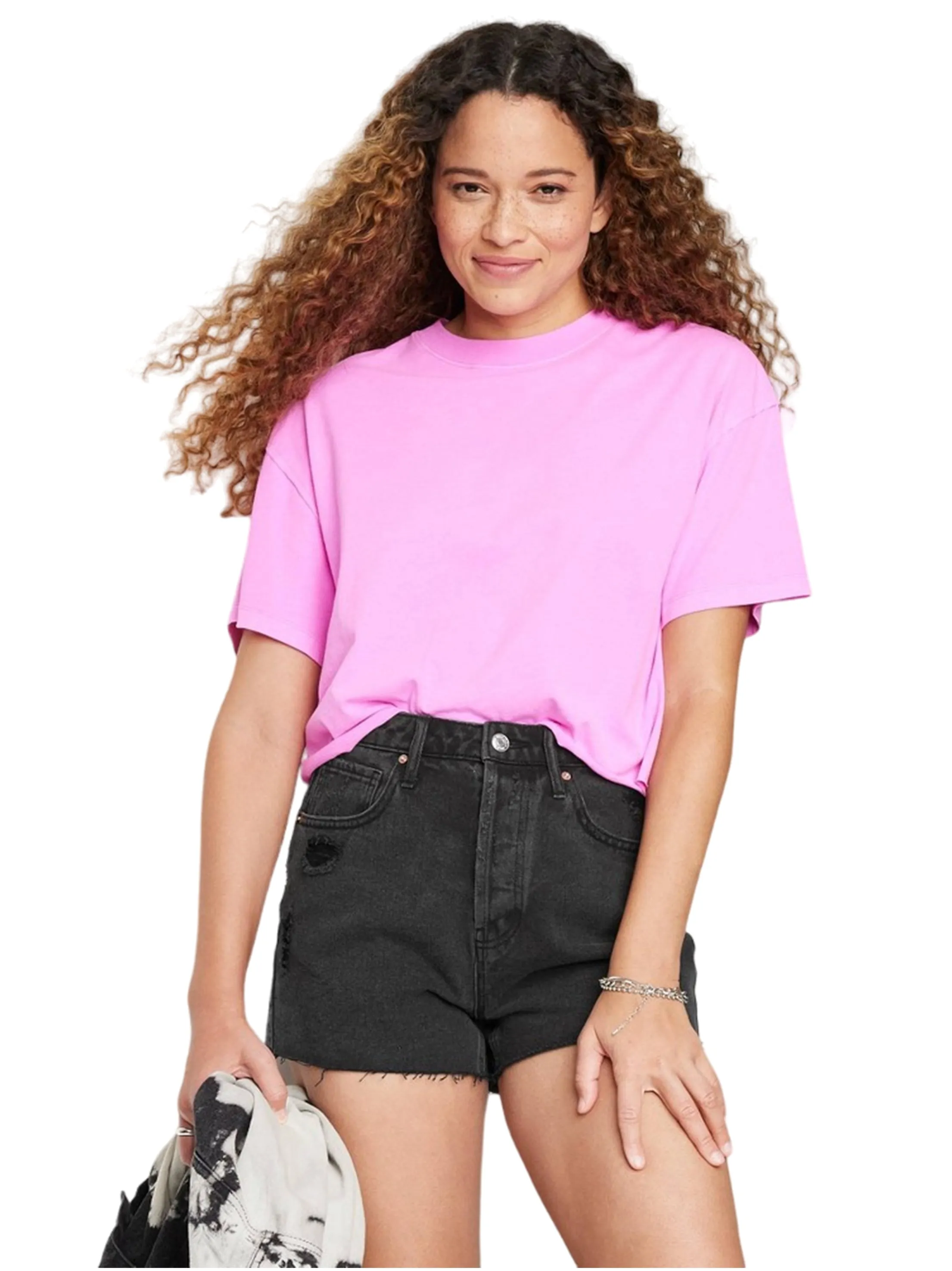 Short en jean délavé déchiré pour femme, gris foncé